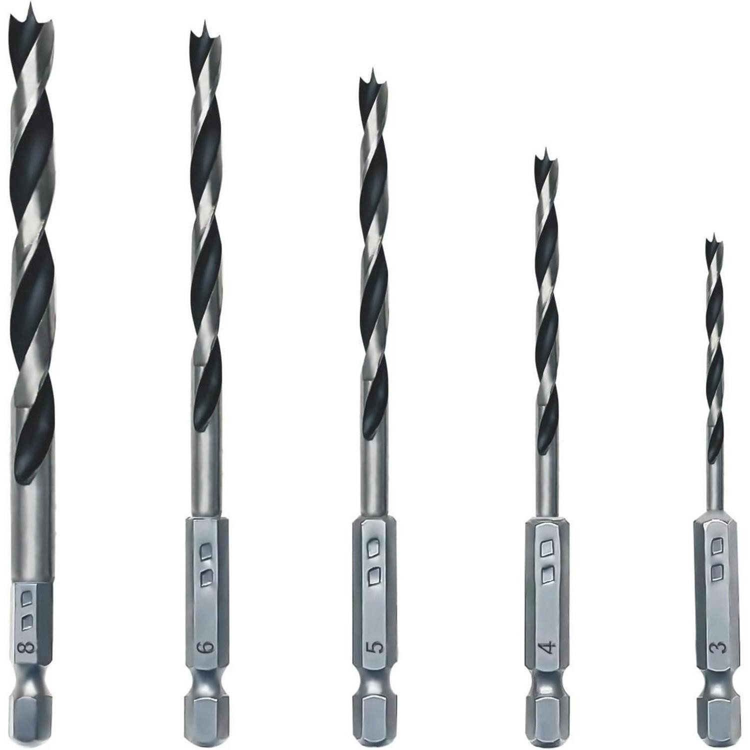 LuxusKollektion Holzbohrer Holzbohrer Set 5 Stück Sechskantschaft Brad onesize set 3-Quality Plus