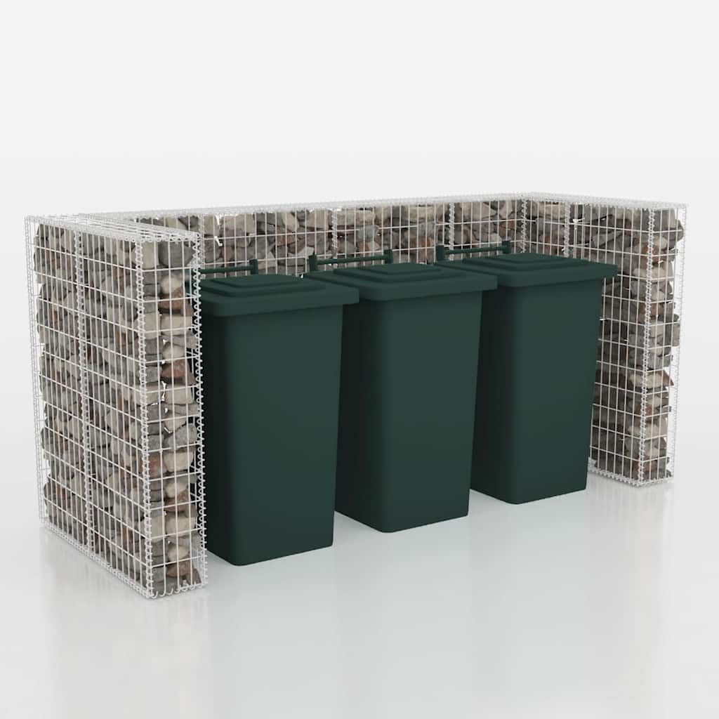 vidaXL Mülltonnenbox Gabionen-Mülltonnenverkleidung für 3 Tonnen Stahl 250x100x120cm