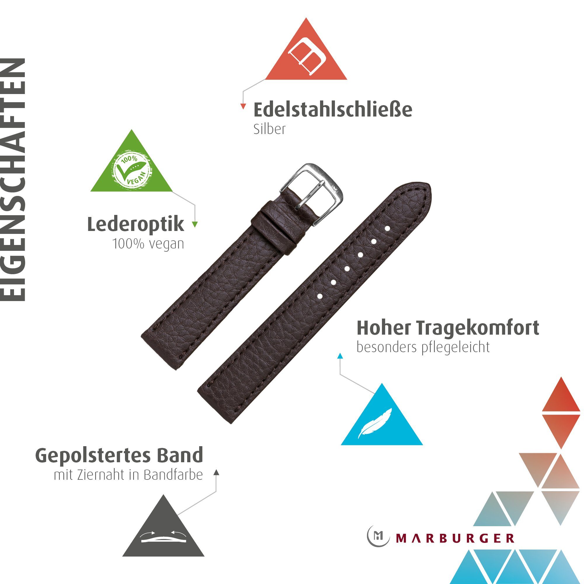 MARBURGER Uhrenarmband 18mm Kunststoff Vegan Braun günstig online kaufen