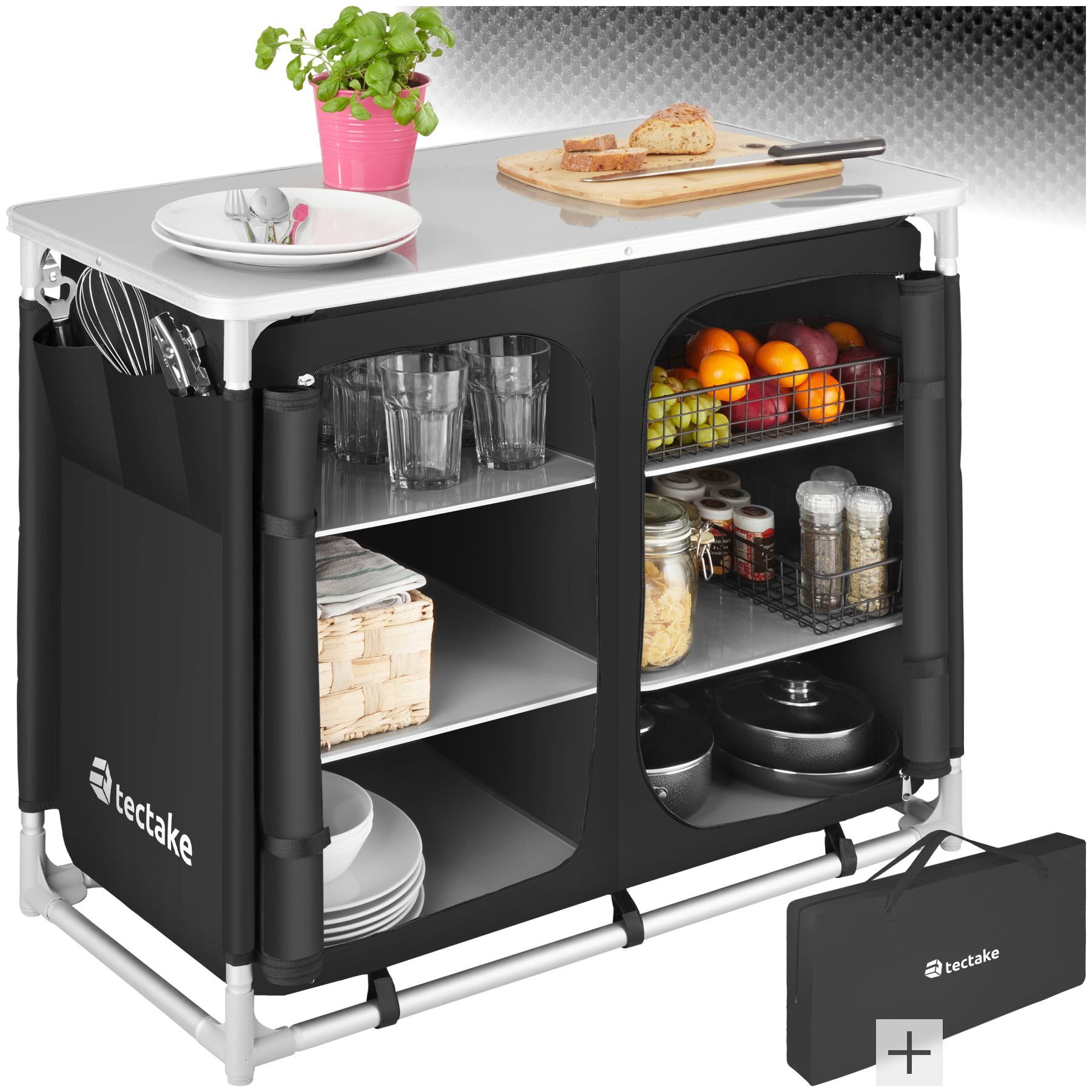 tectake Campingtisch Campingschrank Deluxe mit 6 günstig online kaufen