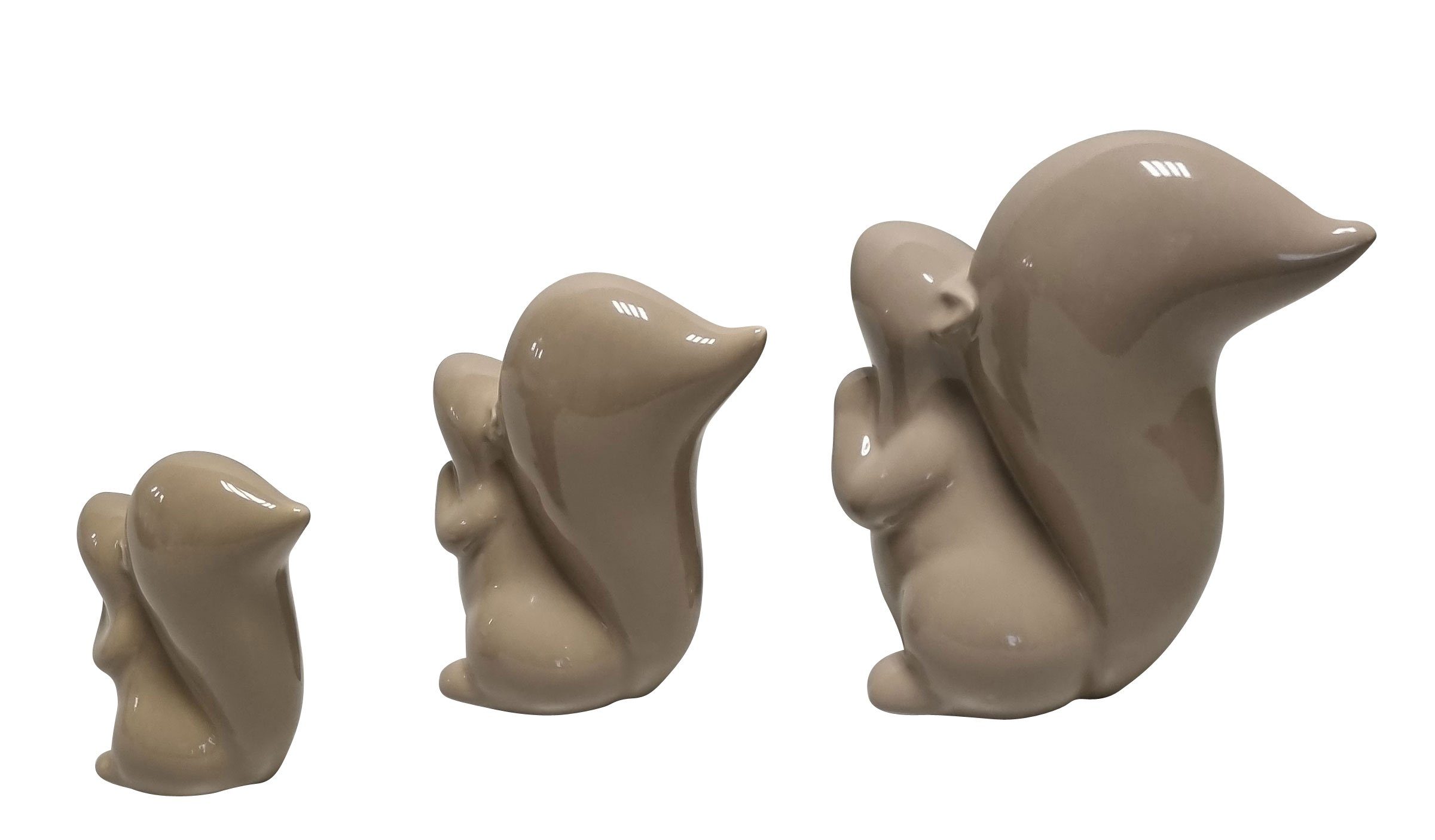 Fachhandel Plus Dekofigur Indoor Stück Hochglanz Eichhörnchen 3 Dekofiguren Keramik