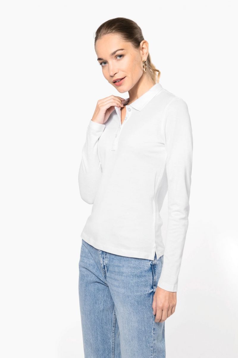 Kariban Langarm-Poloshirt Damen Langarm-Polohemd. Baumwollpiqué – Bild 5 von 5