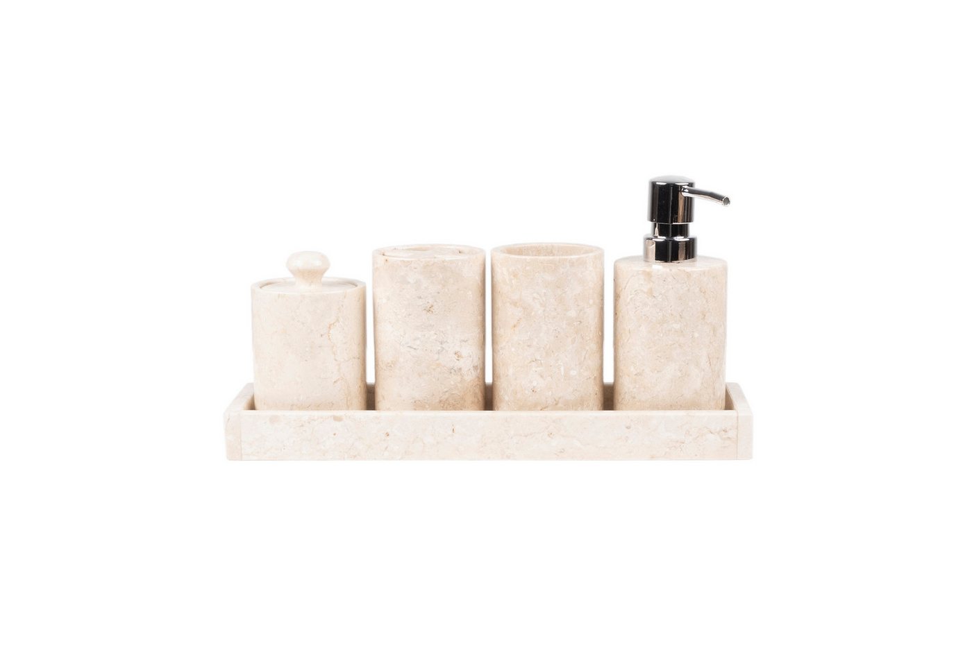 wohnfreuden Badaccessoire-Set Badaccessoire-Set Marmor creme Barito 5teilig, 63006