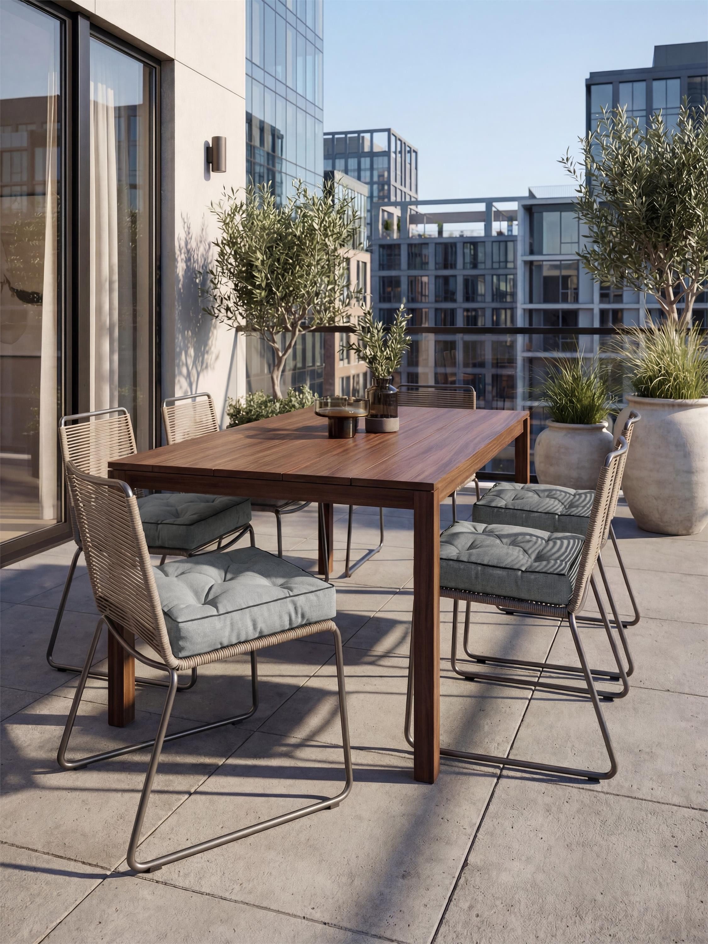 Aspero Sitzauflage 2 Stuhlkissen 45x45 cm Murcia, Gepolsterte Outdoor Auflage mit Steppung – Bild 2 von 5