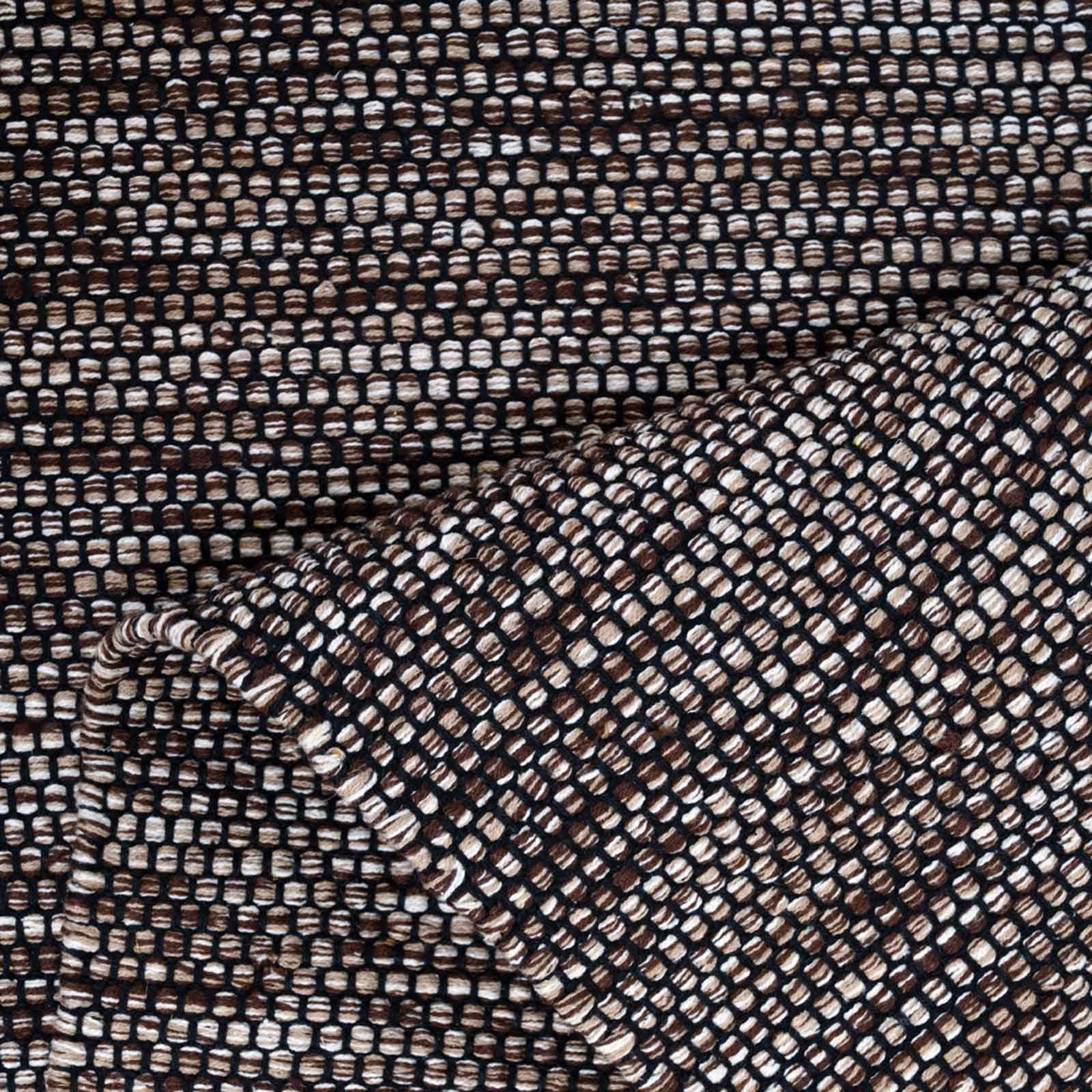 TaraCarpet Wollteppich Handwebteppich Borkum 100% Baumwolle, rechteckig, Höhe: 5 mm, gewebt Baumwolle braun modern Wohnzimmer Küche 080x150 cm – Bild 3 von 5