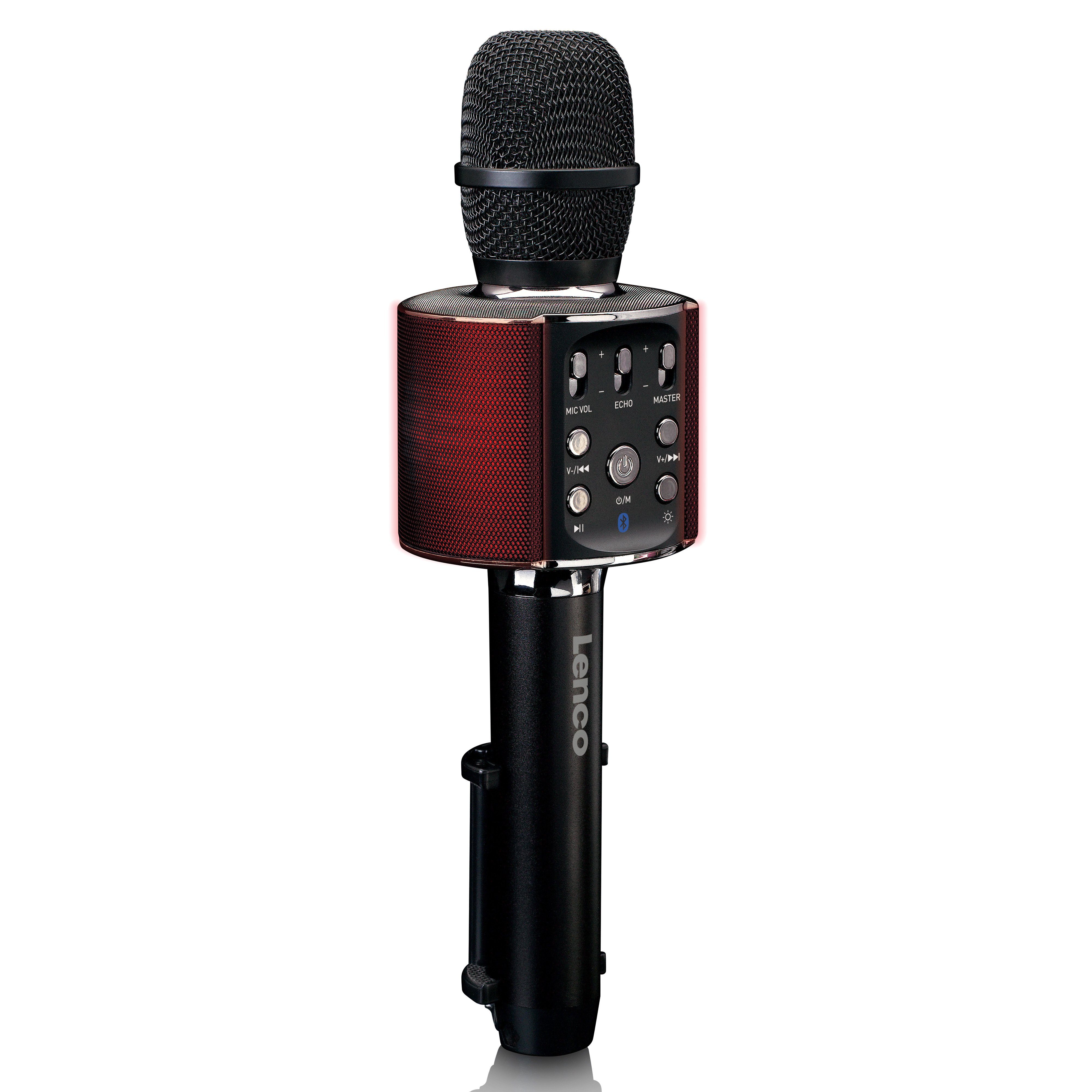 Lenco Mikrofon BMC-090BK (1-tlg), Karaoke-Mikrofon,Bluetooth 5.0,8 Std Akku,Licht & Stimmeffekte