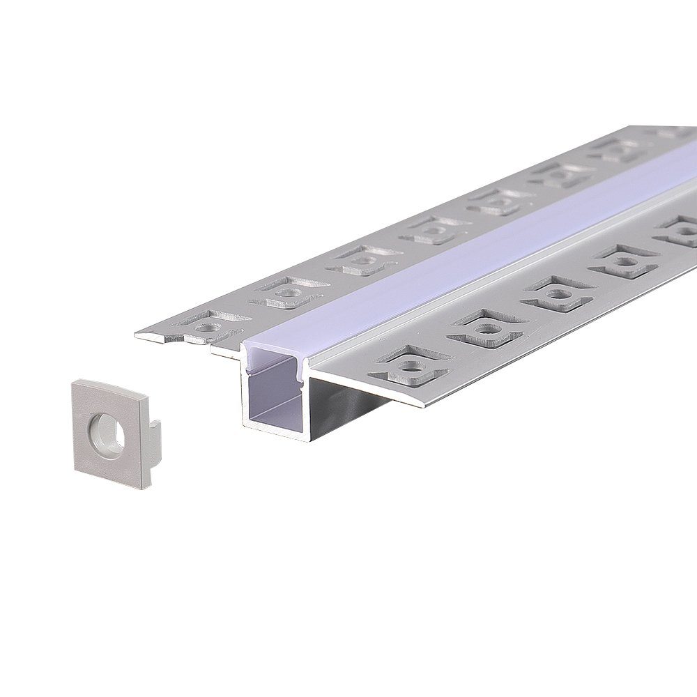 ENERGMiX LED-Stripe-Profil 2 M Alu Milchglas inkl. mit Leiste Profil LED Kanal Profil Profil Clips Alu Endkappen Abdeckung Schiene & Rigips, Profile Kanal system