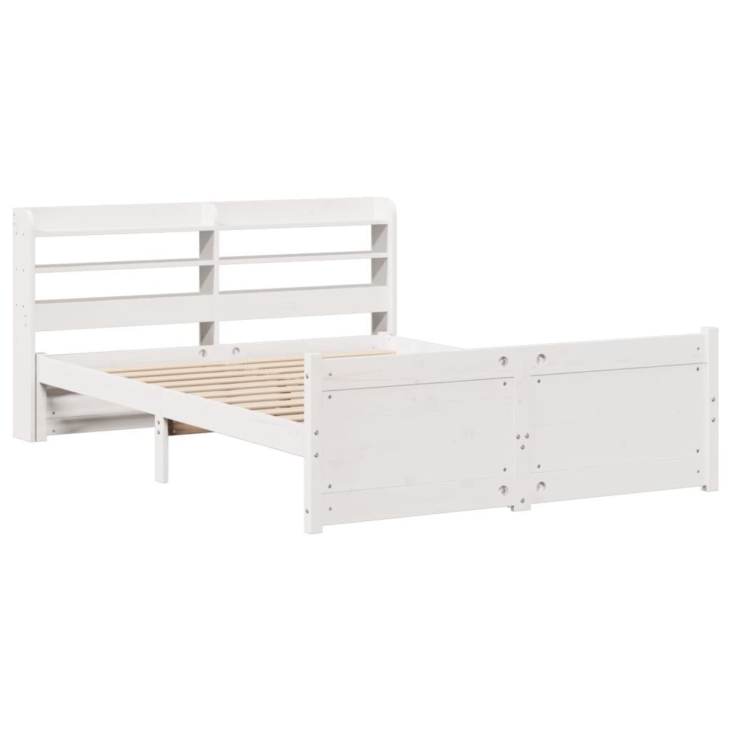 vidaXL Bett Bettgestell mit Kopfteil ohne Matratze Weiß 150x200 cm