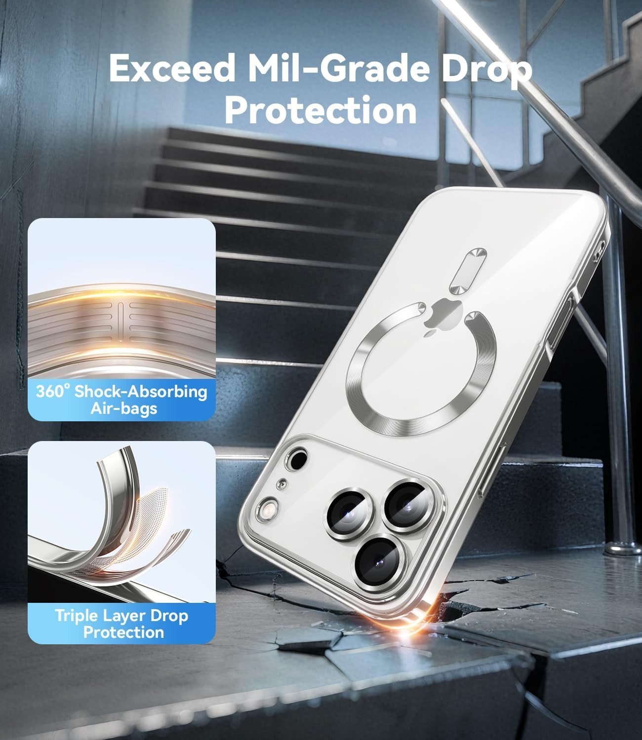 MSM Handyhülle Hülle + 2X Schutzglas für iPhone 17 Pro Max MagSafe Panzerfolie Titan – Bild 4 von 5