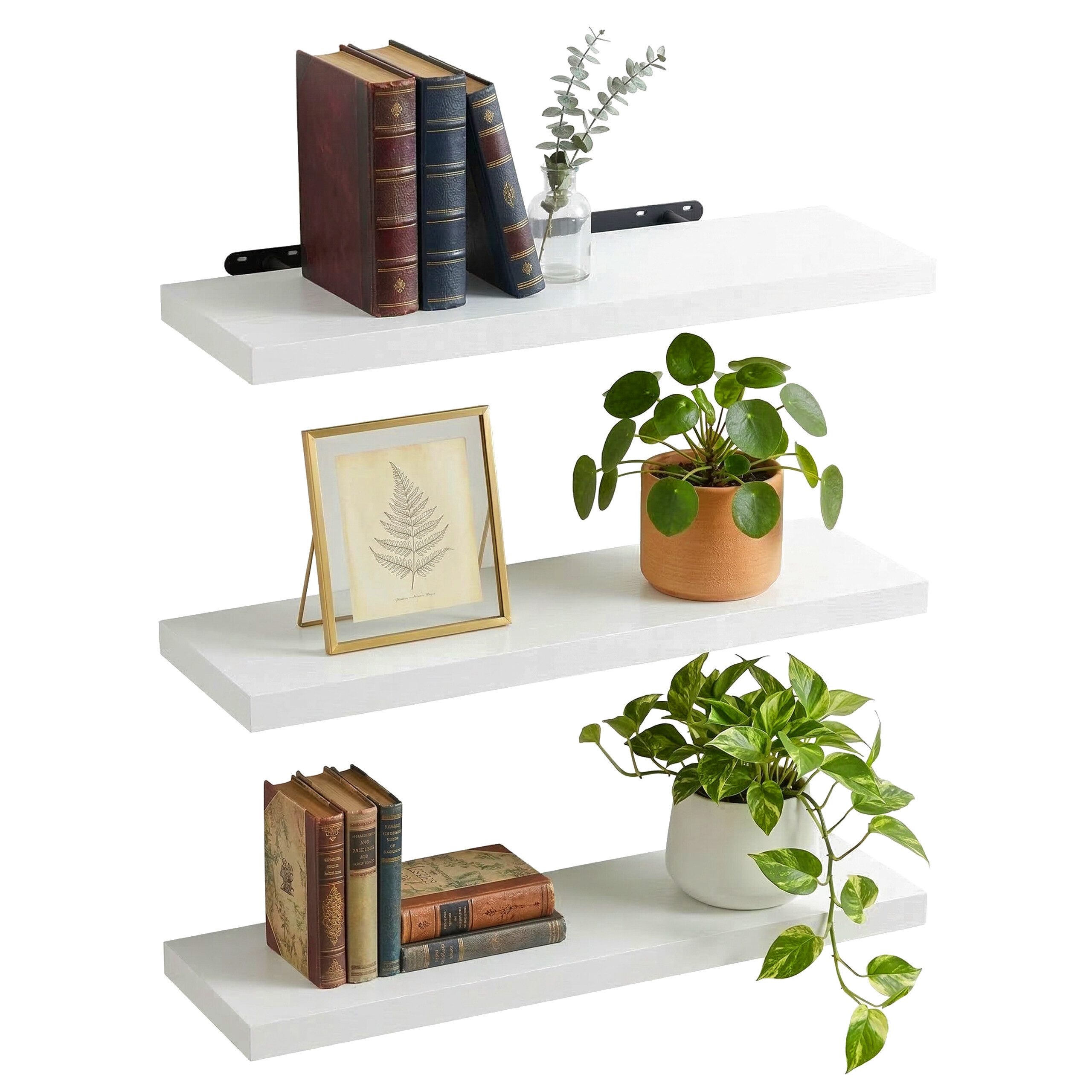 relaxdays Wandregal im 3er Set, 3-tlg., weiss, 80 cm