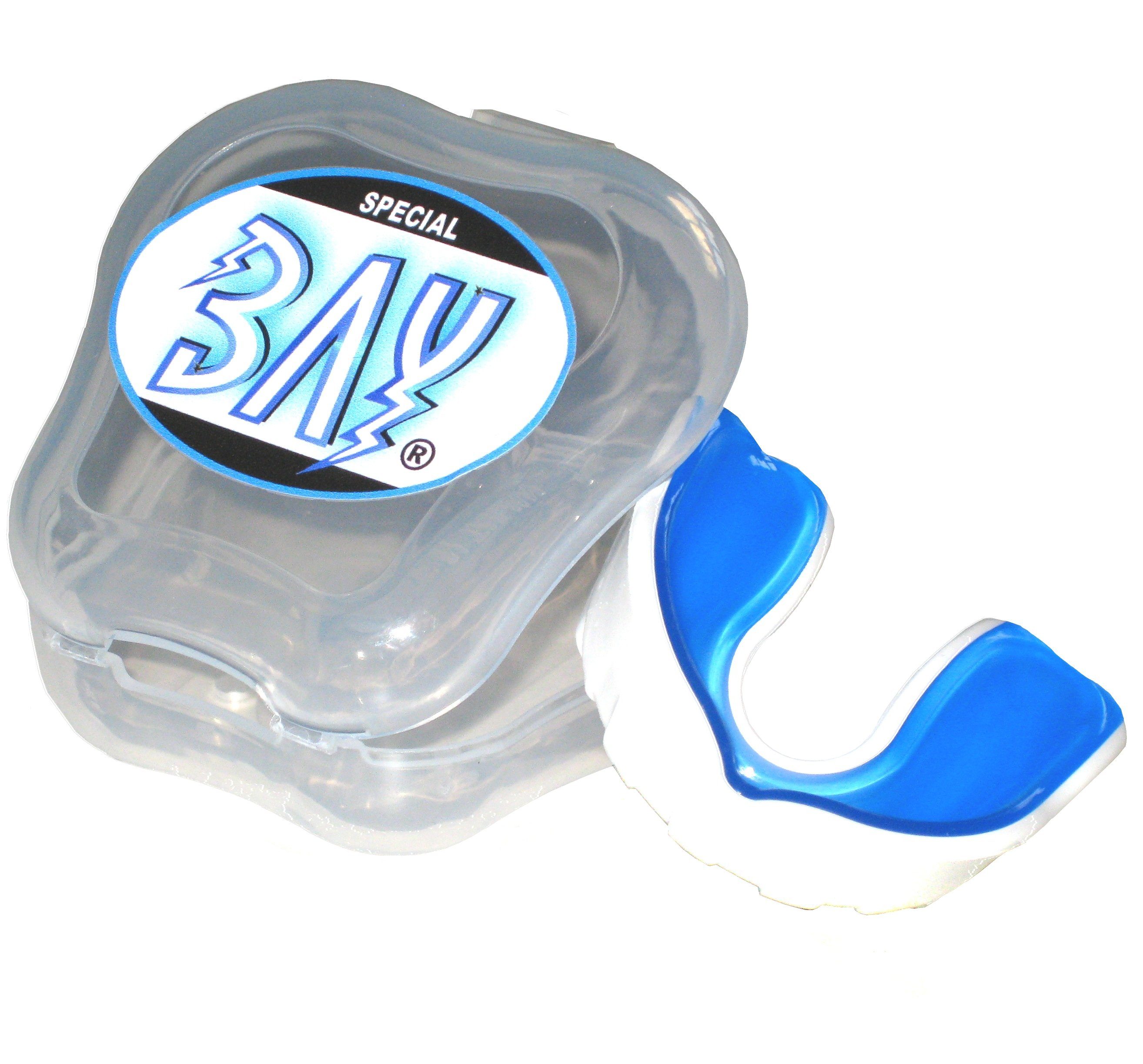 BAY-Sports Zahnschutz ProLine Gel Zahnschützer Mundschutz Sport Boxen SR, Zweischichtig weiß-blau