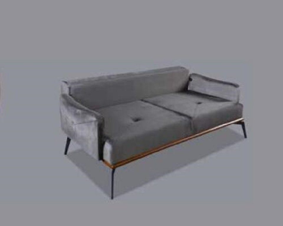 Stoff Luxus Couchen Grau 3-Sitzer Sofa 3 Sofas Couch Sitz Möbel JVmoebel Holz Dreisitzer