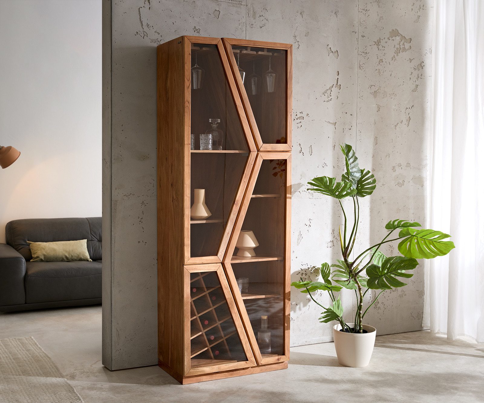 DELIFE Vitrine Taza Akazie Natur 75x210 günstig online kaufen