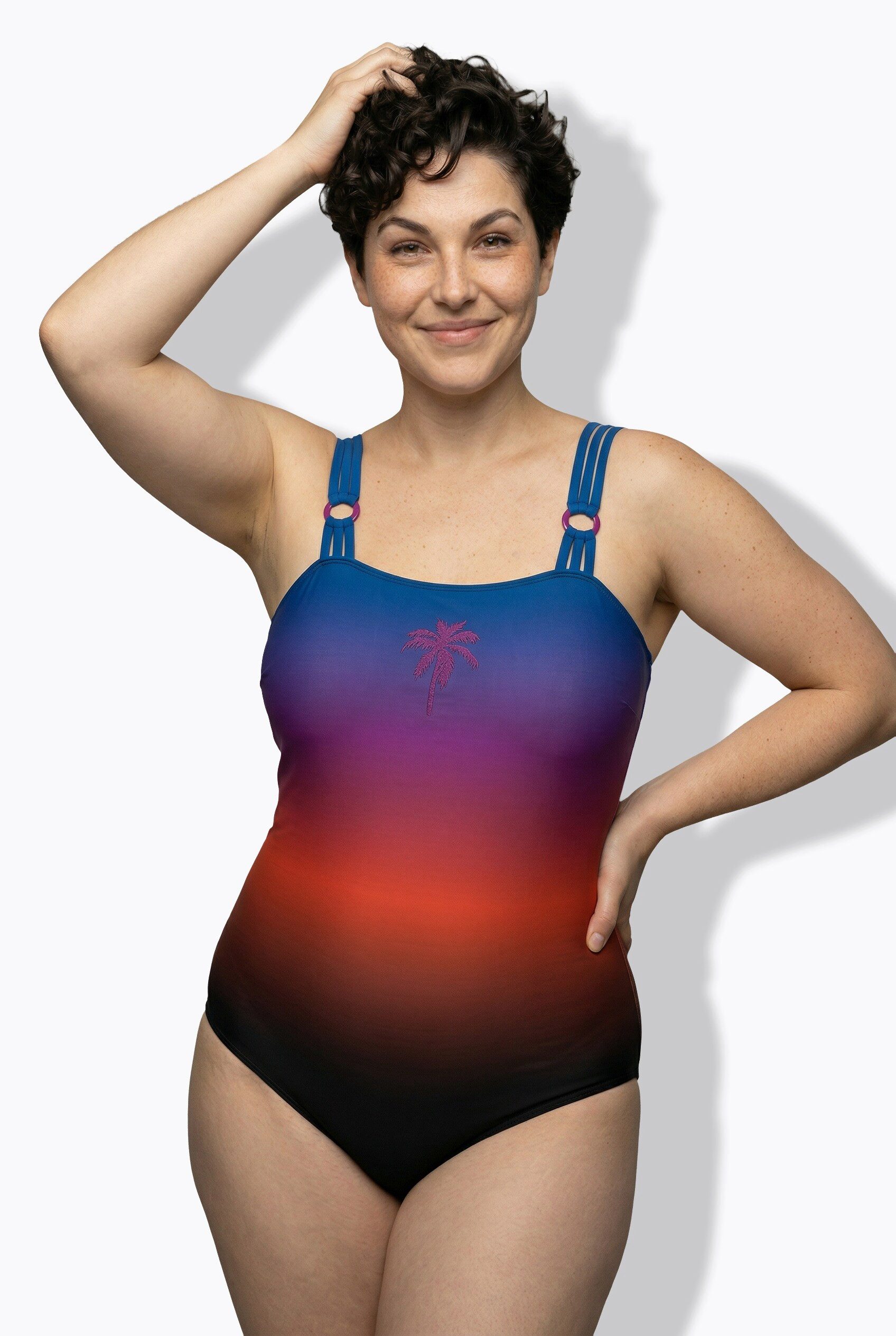Ulla Popken Badeanzug Badeanzug Farbverlauf Softcups Dreierträger