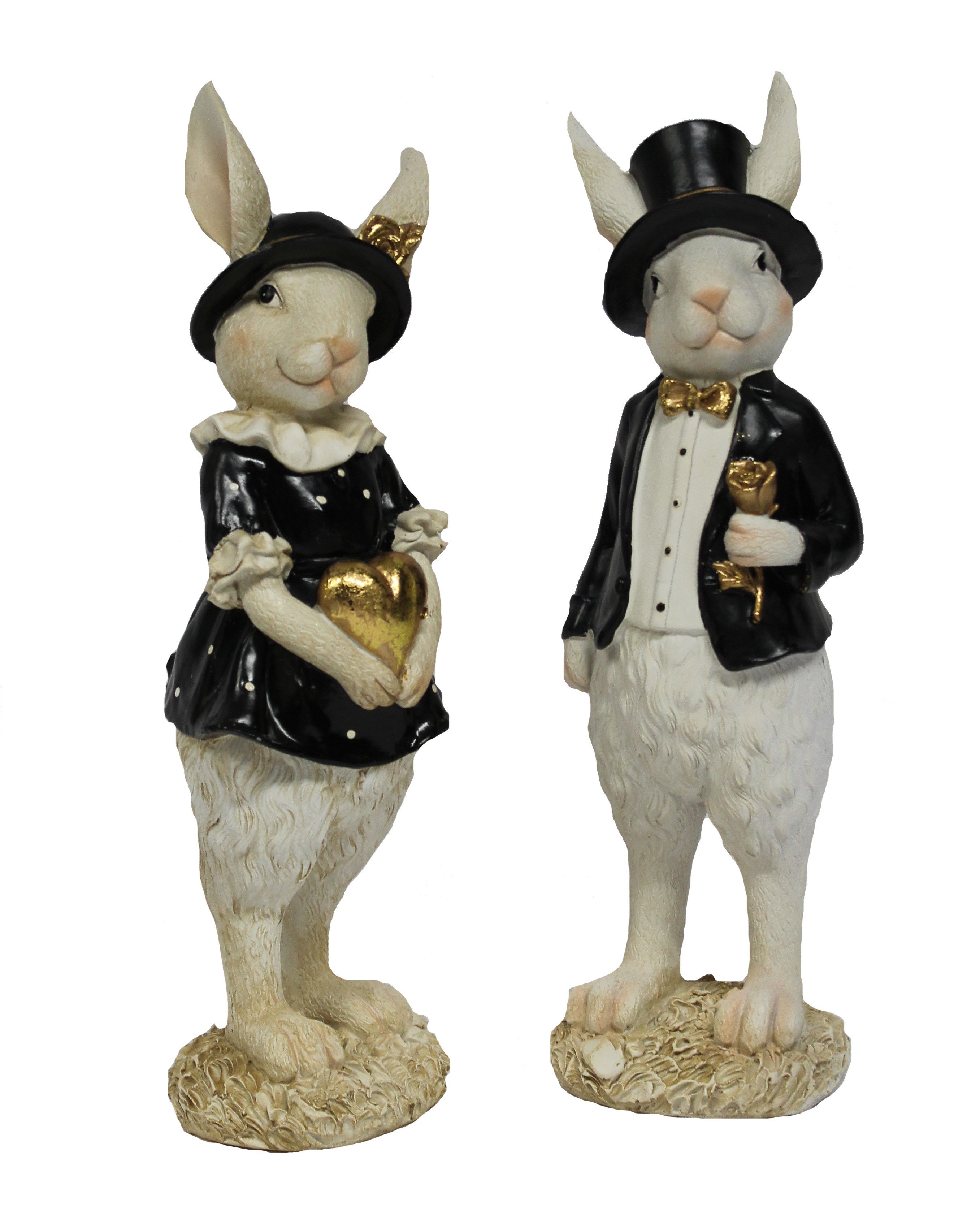 Wurm Osterhase Deko-Figuren-Set Frau Osterhase + Herr Osterhase schwarz/weiß