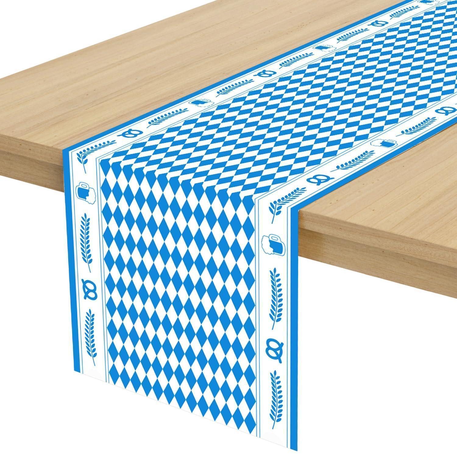 LuxusKollektion Tischläufer Oktoberfest Tischläufer Blau Weiß 35x183cm (1-tlg)