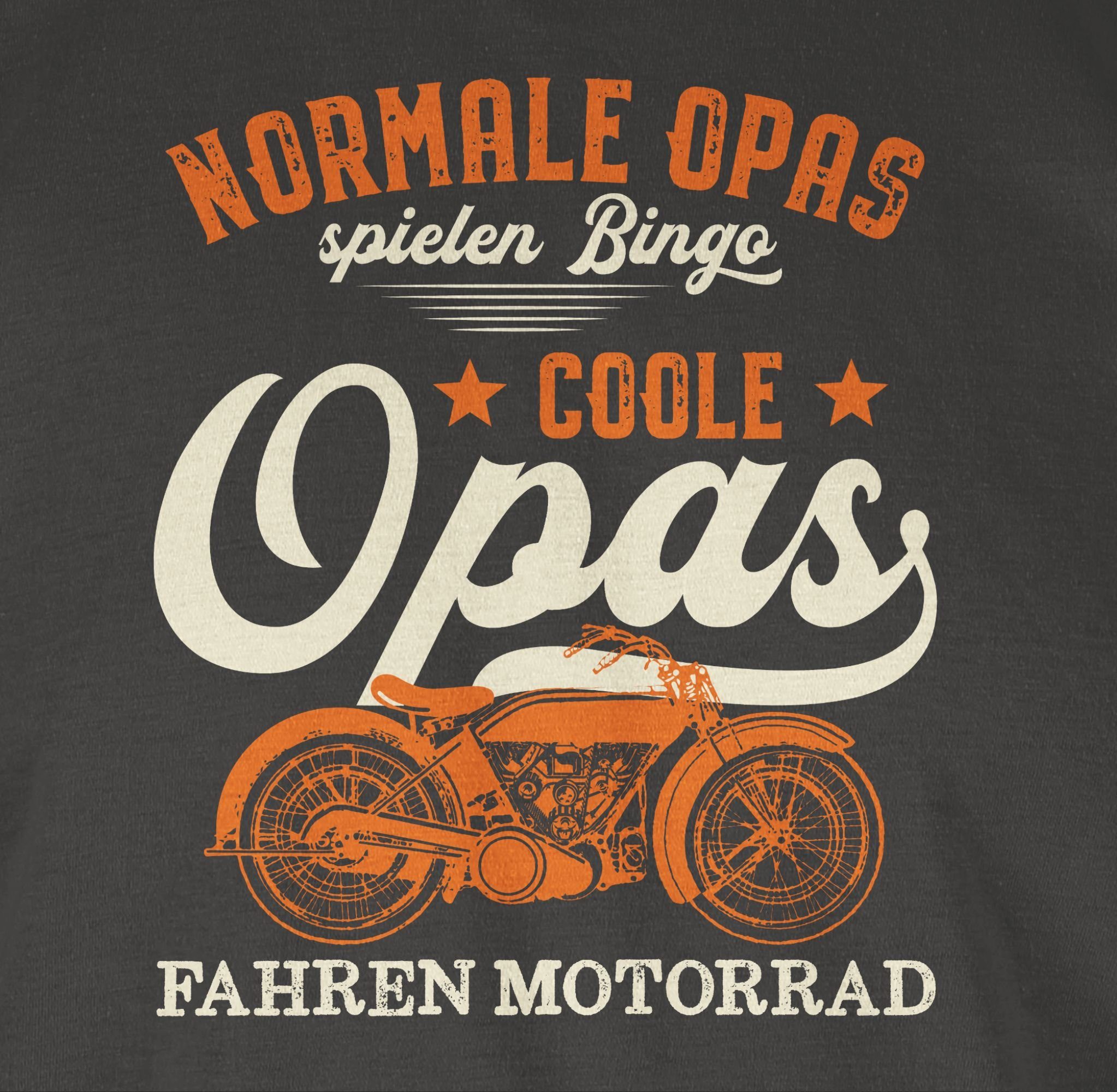fahren Bingo Geschenke Normale spielen Dunkelgrau T-Shirt Opas - Opa hell Coole Shirtracer 02 - Opas Motorrad