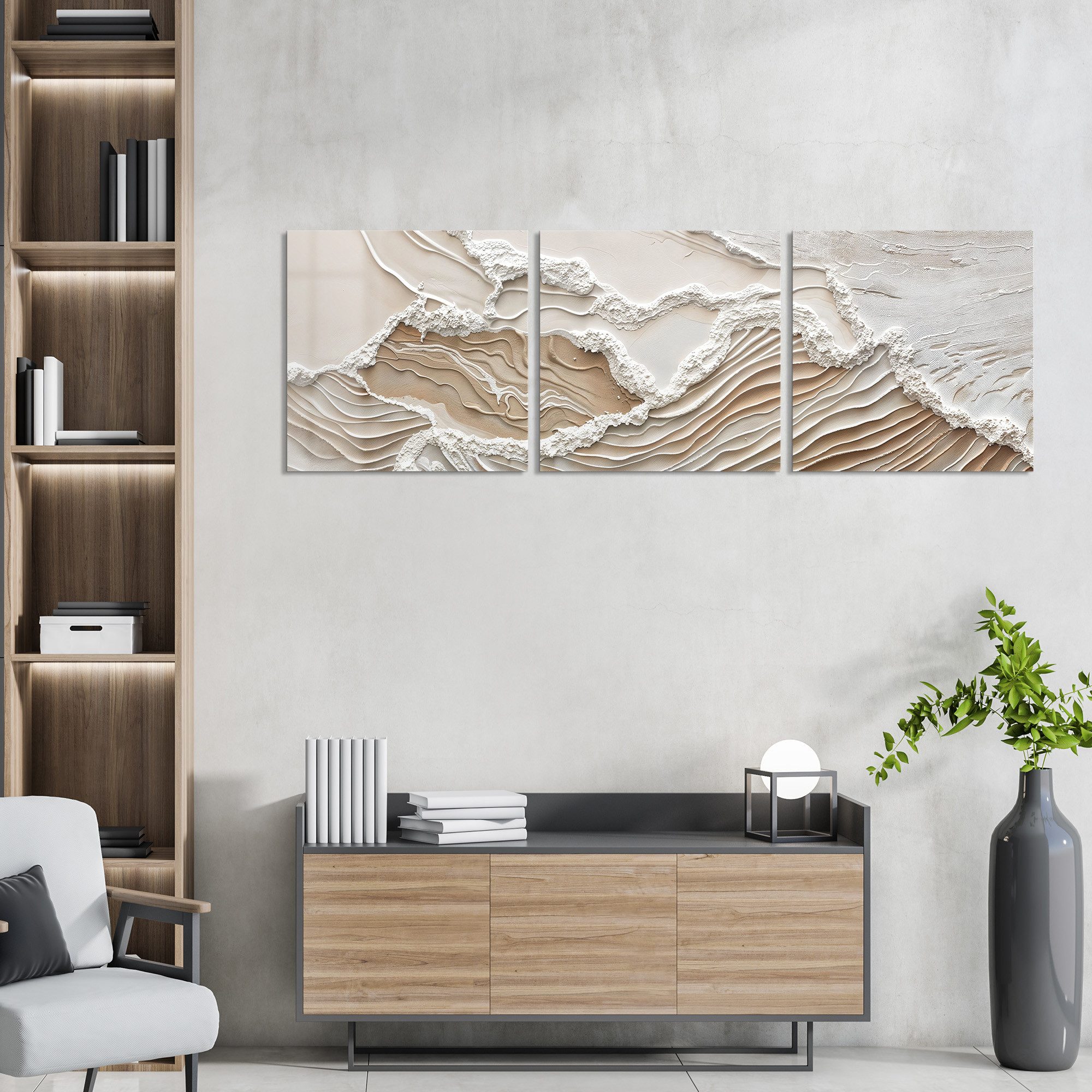 DEQORI Glasbild 'Sandwellenzauber', 'Sandwellenzauber', Glas Wandbild Bild schwebend modern
