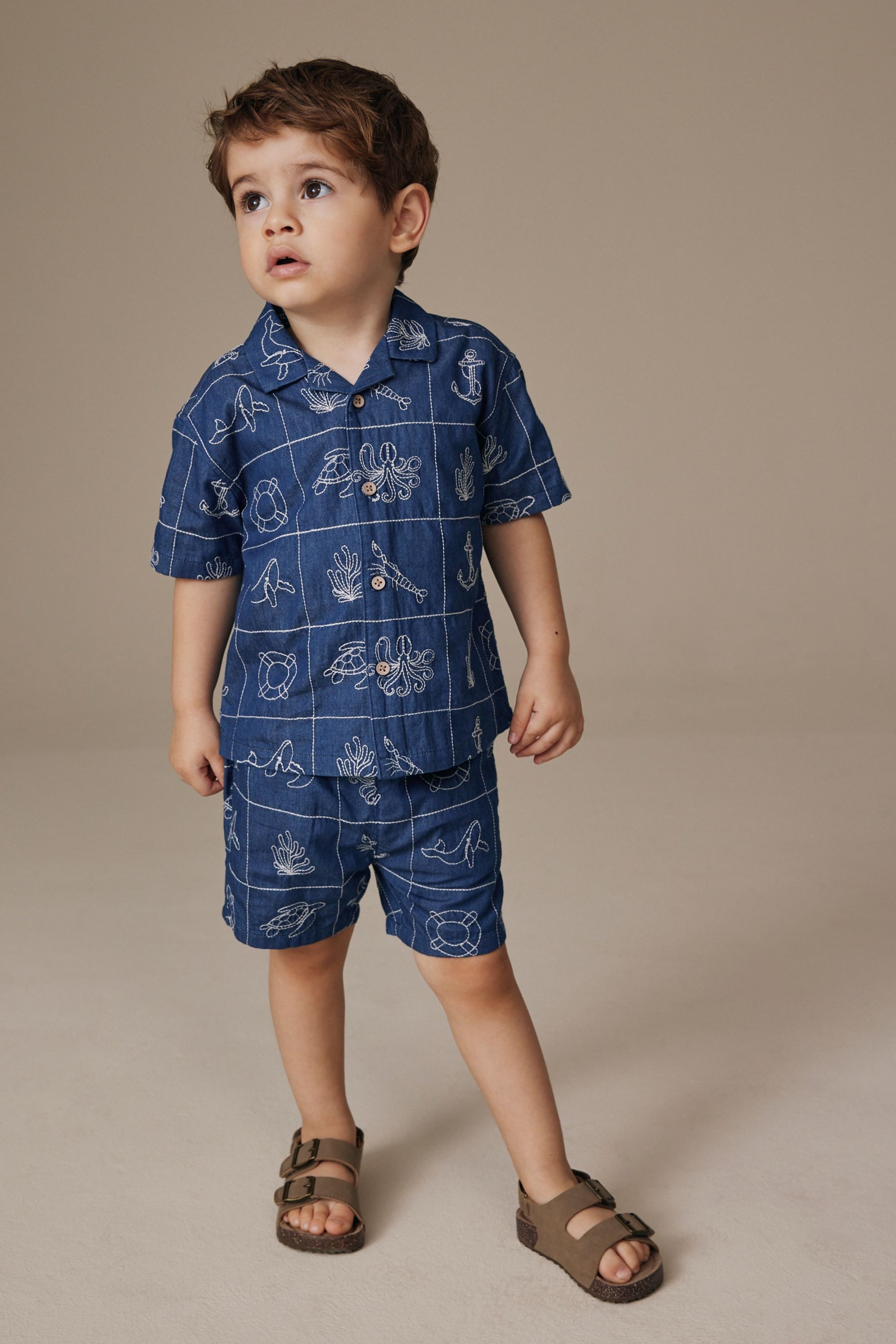 Hemd & Hose Kurzarmhemd mit Reverskragen und Shorts im Set