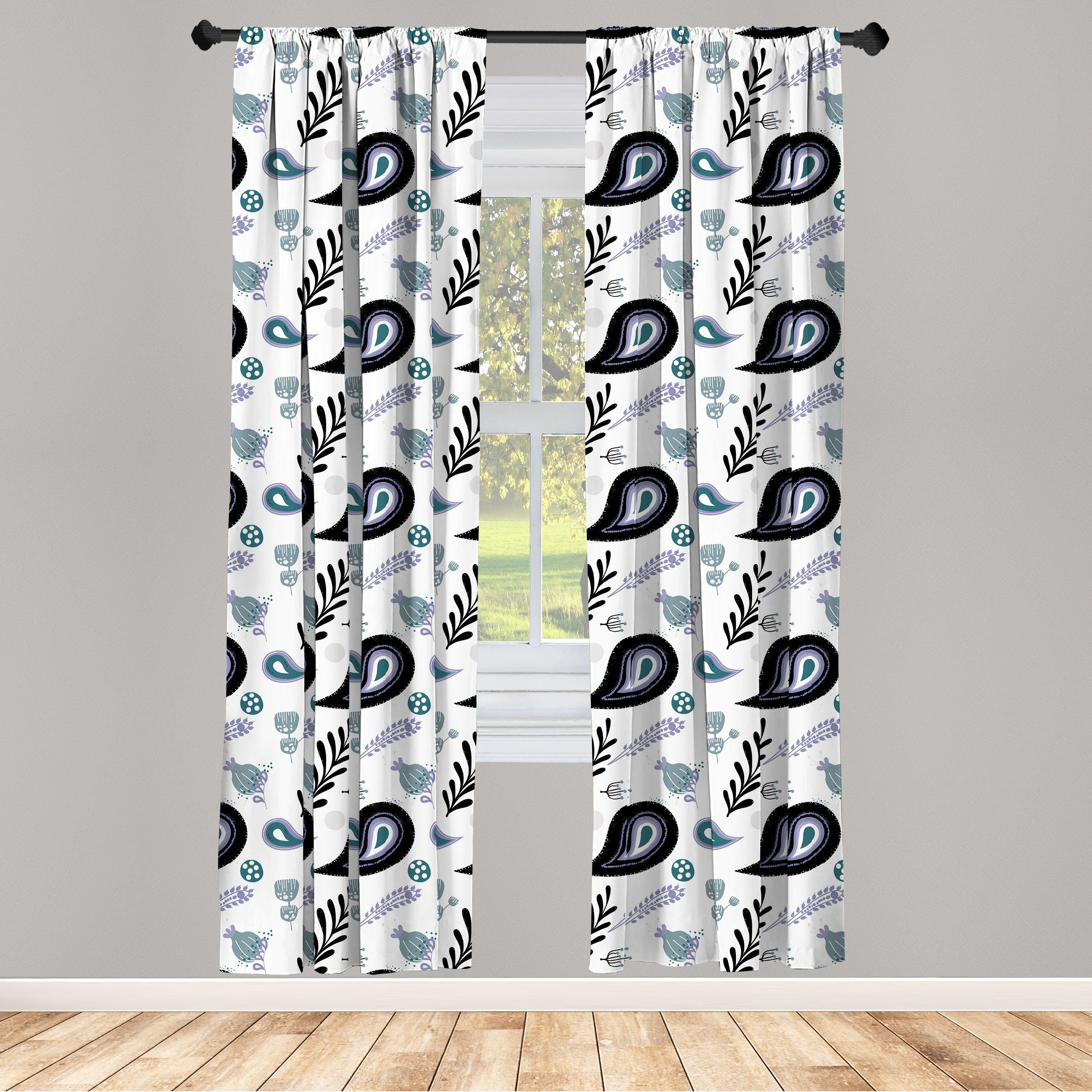 Gardine Vorhang für Wohnzimmer Schlafzimmer Dekor, Abakuhaus, Microfaser, Blumen Zier Eastern Feels