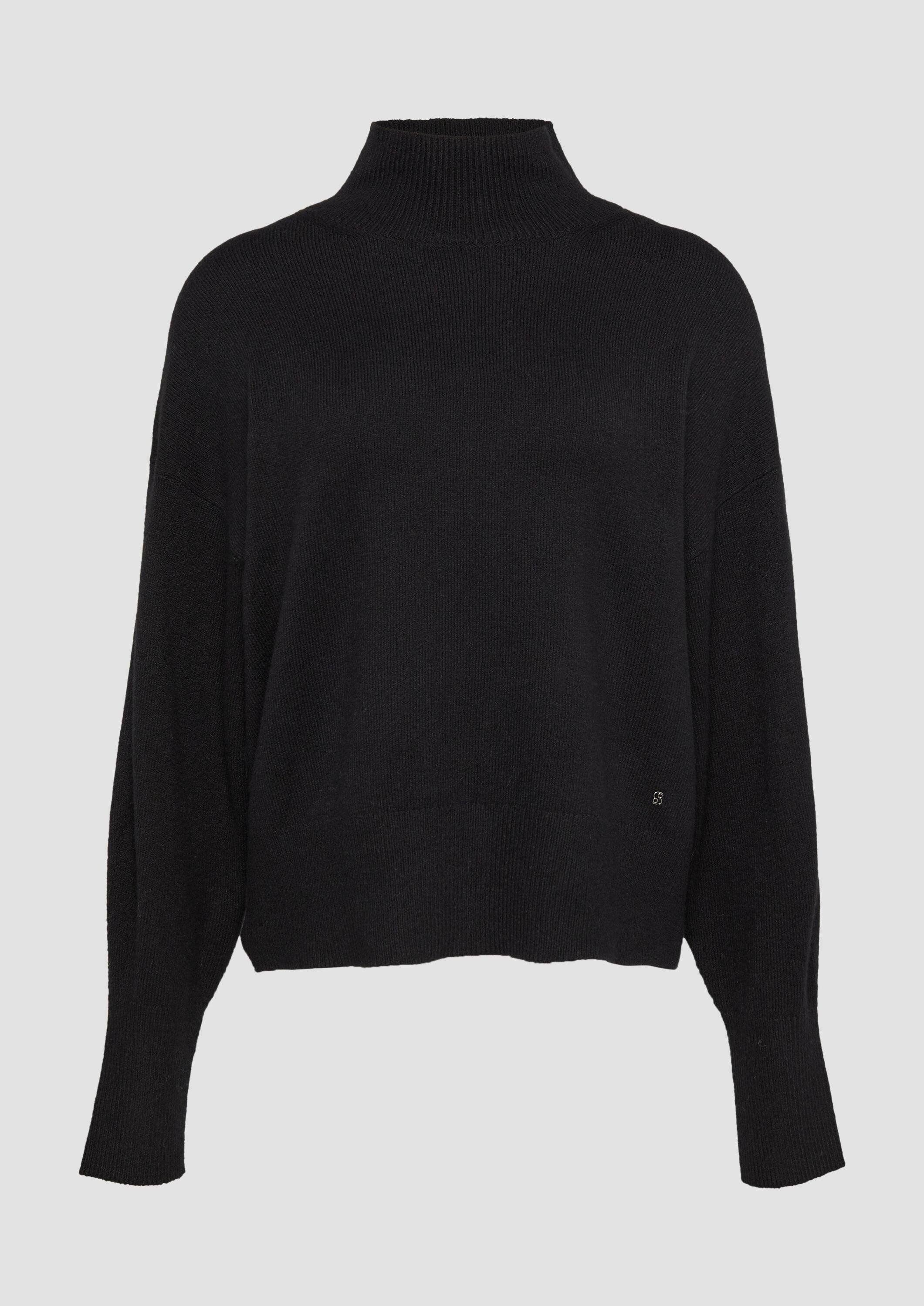 s.Oliver Longpullover Strickpullover Strickpullover im Relaxed Fit mit Stehkragen