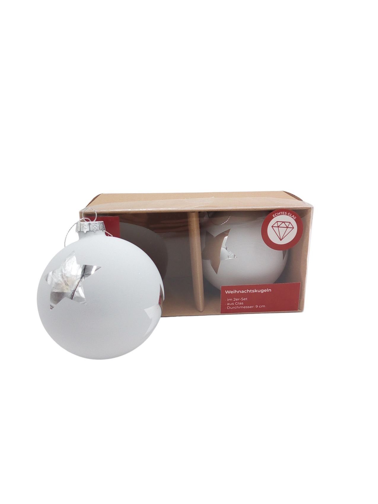 BURI Weihnachtsbaumkugel Glas-Weihnachtsbaumkugeln 2er-Set Christbaumkugeln Weihnachtsschmuck (2 St)