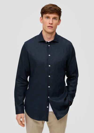 s.Oliver BLACK LABEL Langarmhemd Regular: Anzugshemd aus Leinen