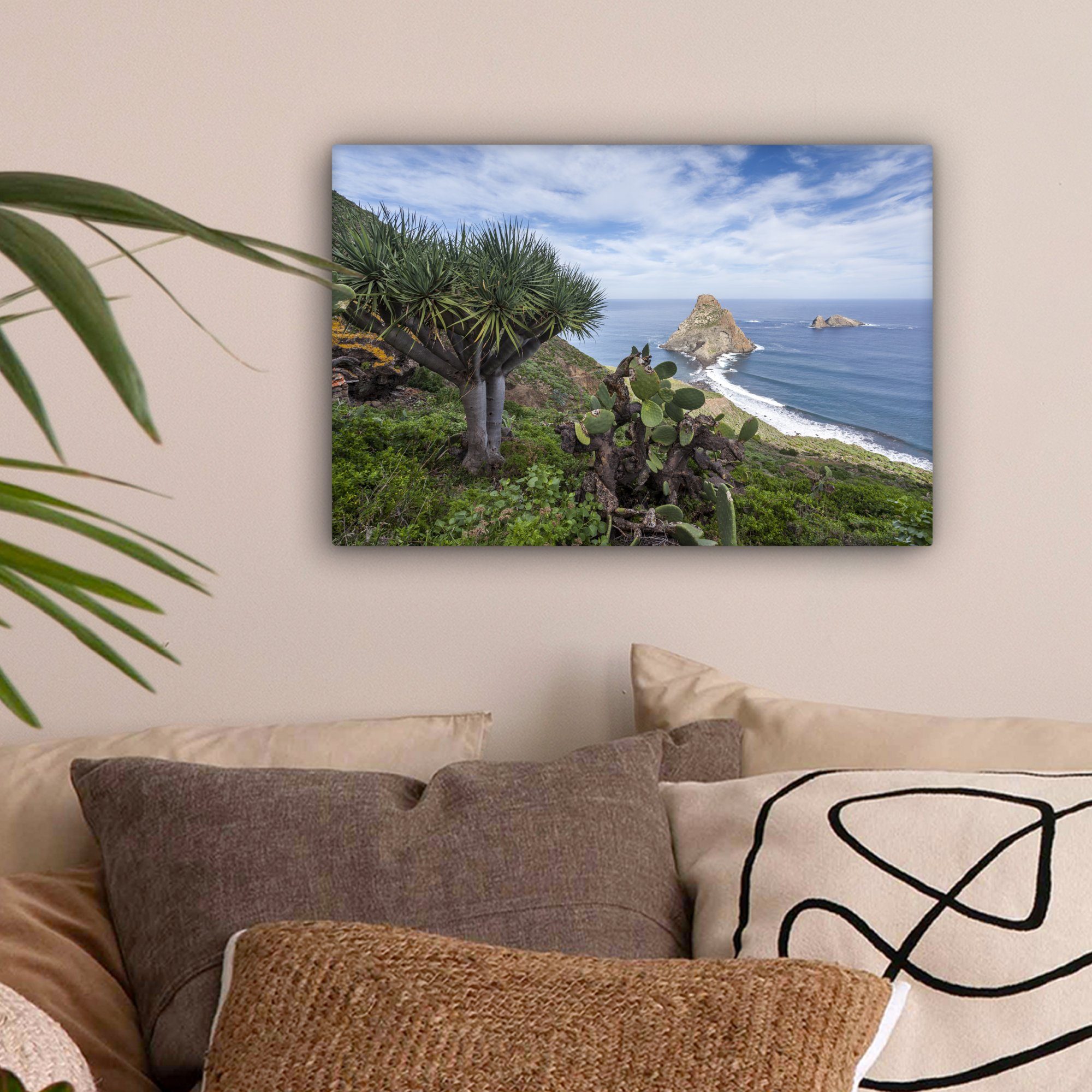 St), Spanien, cm Leinwandbilder, Aufhängefertig, OneMillionCanvasses® Roques Teneriffa Leinwandbild Wandbild 30x20 Wanddeko, Anaga auf Die (1 de