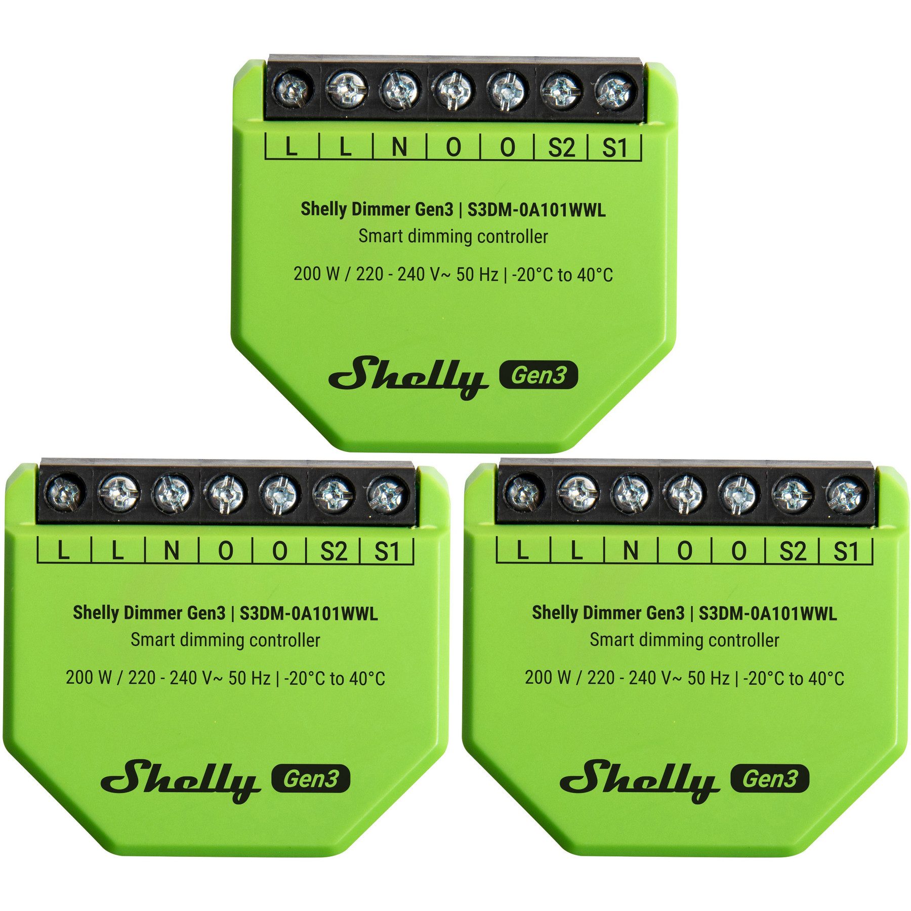 Shelly SHELLY Unterputz-Dimmer Gen3, 3 Stück Smarter Lichtschalter