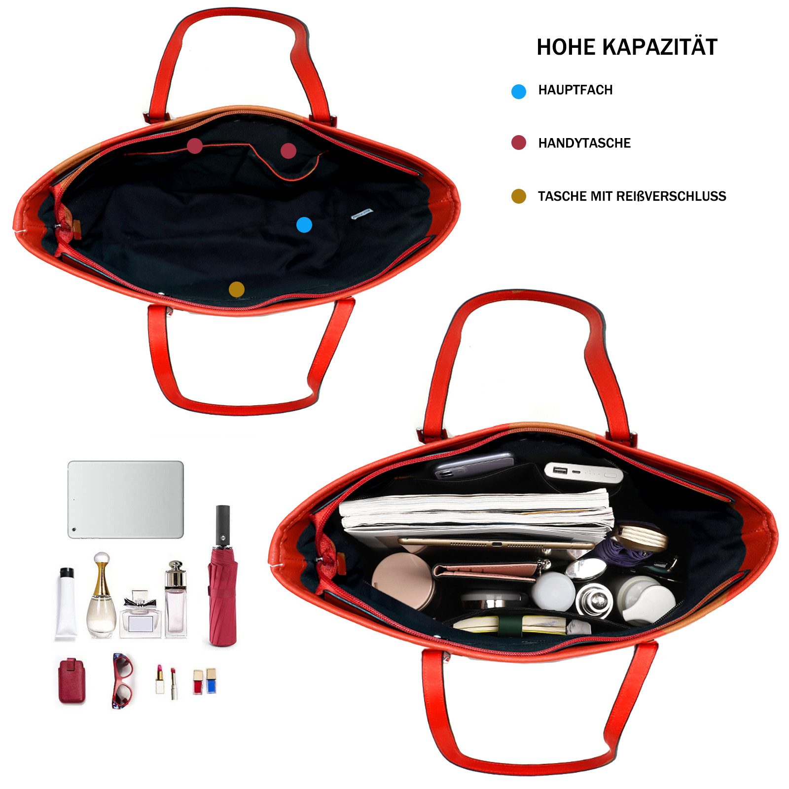 TAN.TOMI Shopper Damen Shopper Klassisch Elegante Handtasche Henkeltasche Schwarz, Groß Damen Schultertaschen, Geschenke für Frauen in schlichter Optik – Bild 5 von 5