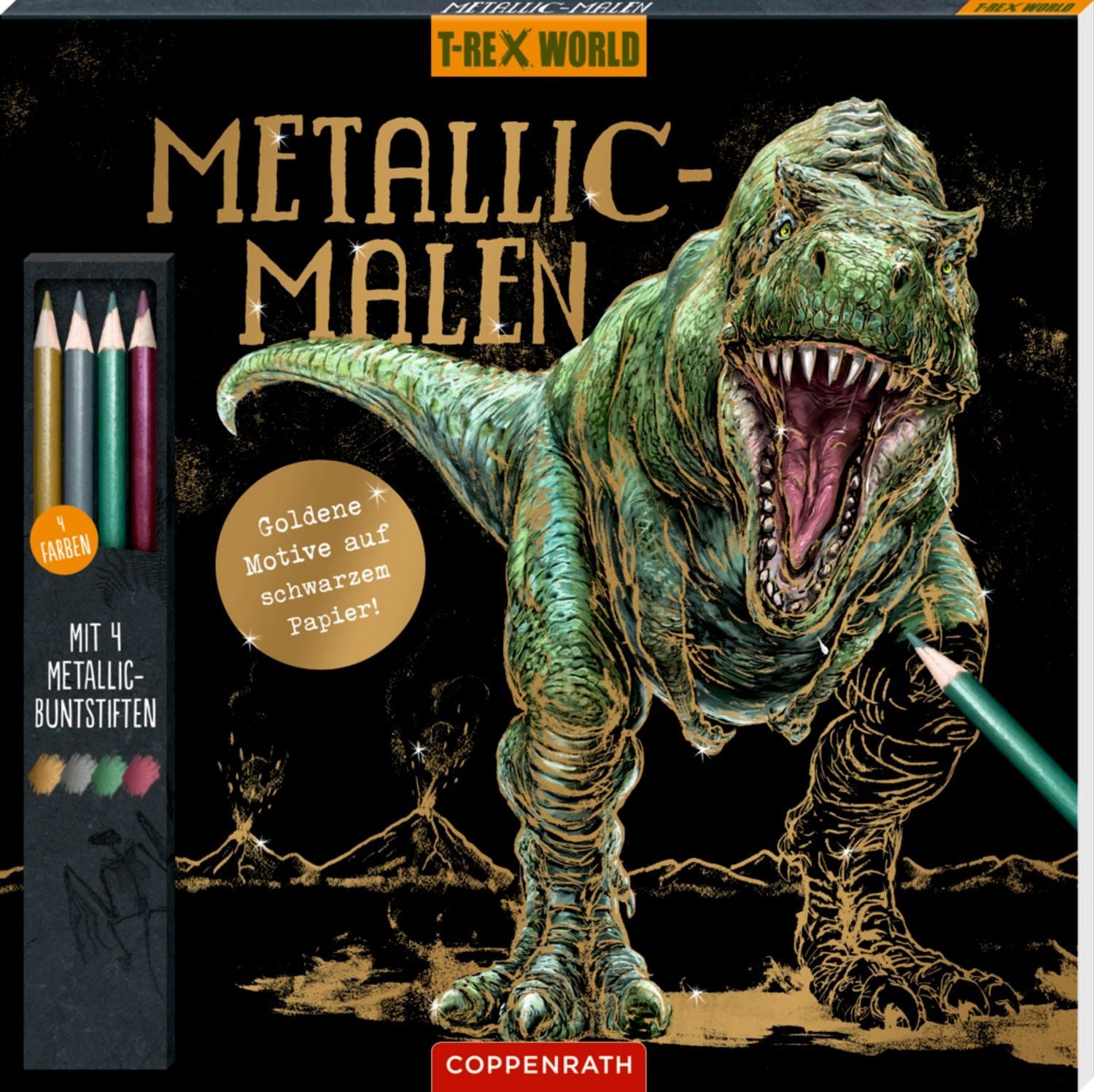 Coppenrath Spiel Metallic-Malen (mit Metallic-Buntstiften) - T-Rex World