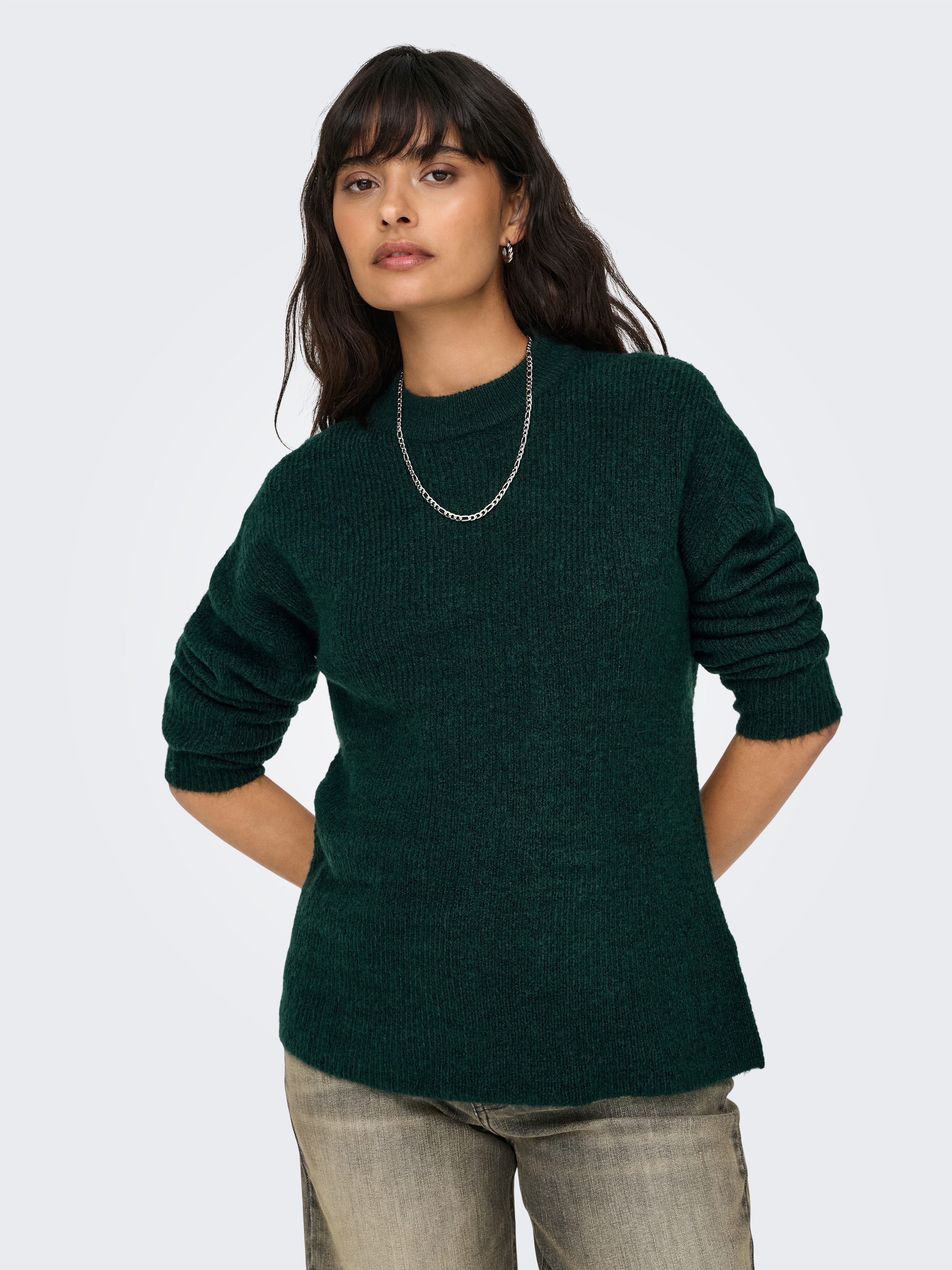 ONLY Strickpullover ONLCAMILLA O-NECK L/S PULLOVER KNT Materialmix, regular fit