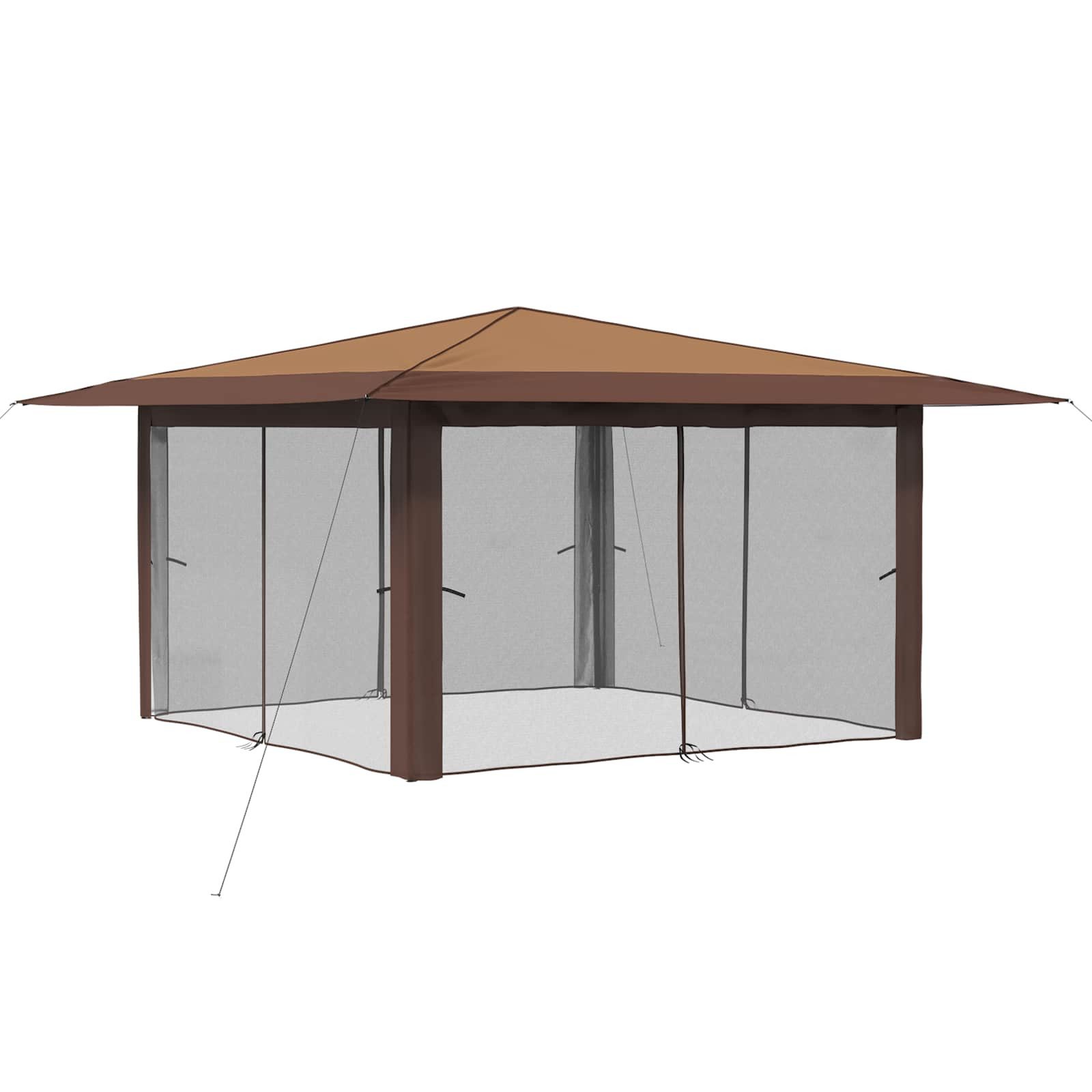 vidaXL Partyzelt Pavillon mit 4 Seitenwänden 4 x 4 m Beige und Braun