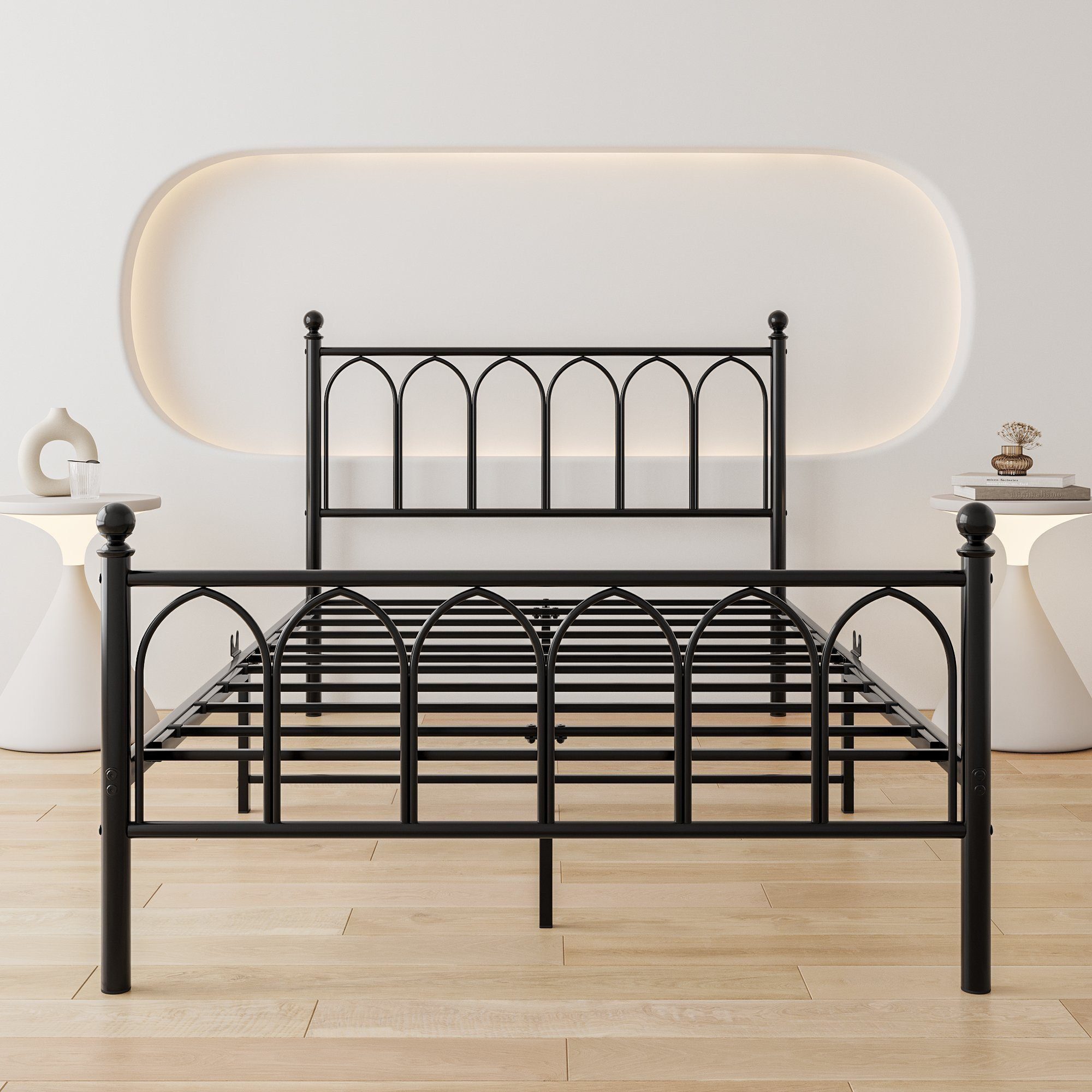 OKWISH Metallbett Einzelbett Jugendzimmer mit Lattenrost ohne Martatze (1-tlg), 140X200 Ohne-Matratze