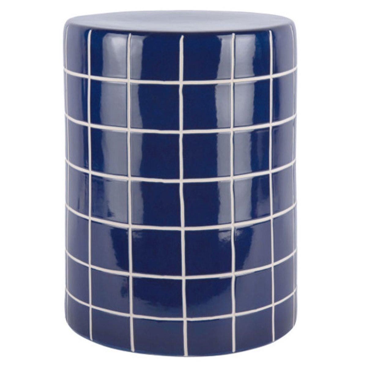 Leitmotiv Beistelltisch Pouf Beistelltisch Retro Tiles Blau (44cm)