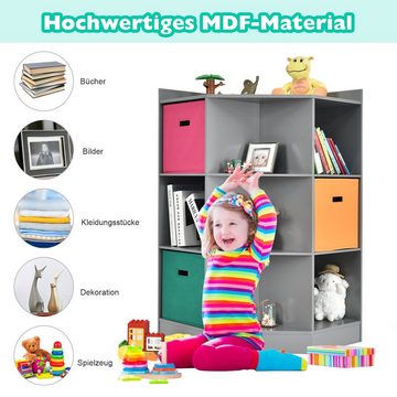 COSTWAY Kinderregal Bücherregal, mit 9 Fächern & 3 Körben, 81 x 61 x 94 cm