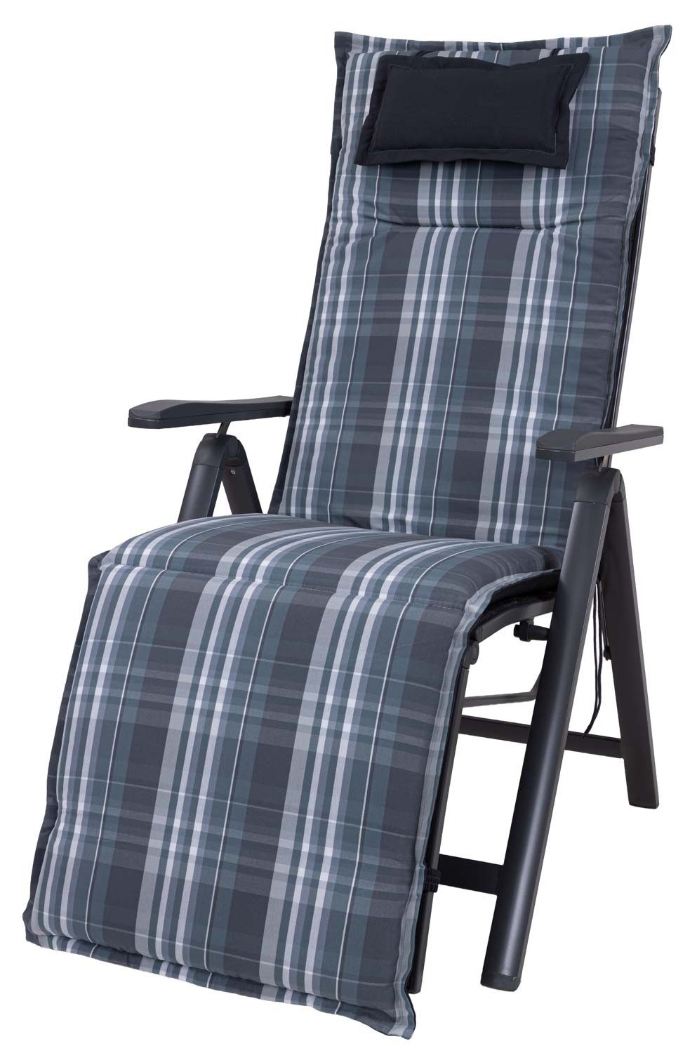 Sun Garden Sesselauflage Relaxliege Toronto 90671-700 grau-weiß kariert 170x52x6,5cm Sun Garden
