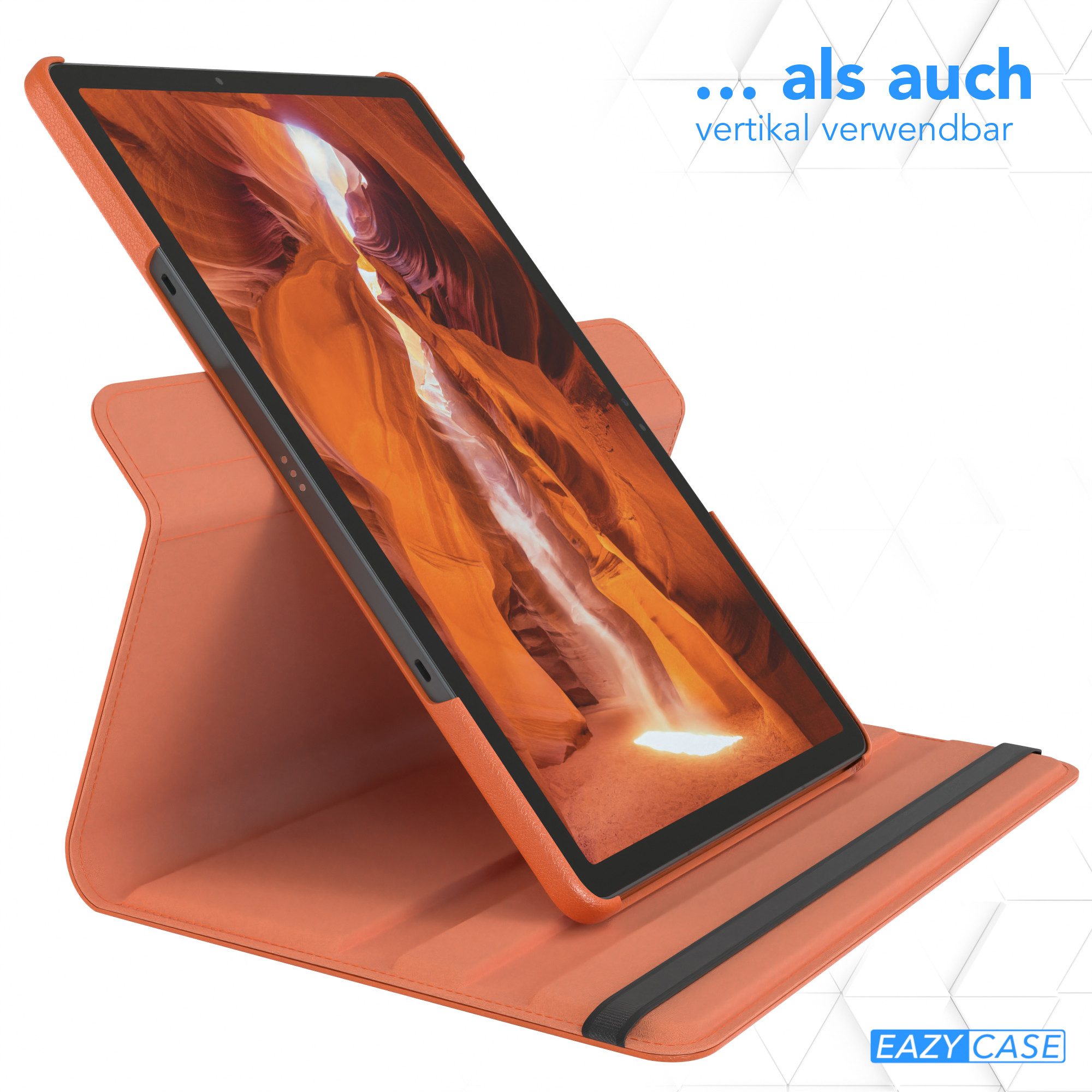 EAZY CASE Tablet-Hülle Rotation Case für Galaxy Tab S10 FE 10,9 Zoll, Tabletschutz robust magnetisch verstellbar Klappetui mit Deckel Orange – Bild 5 von 5