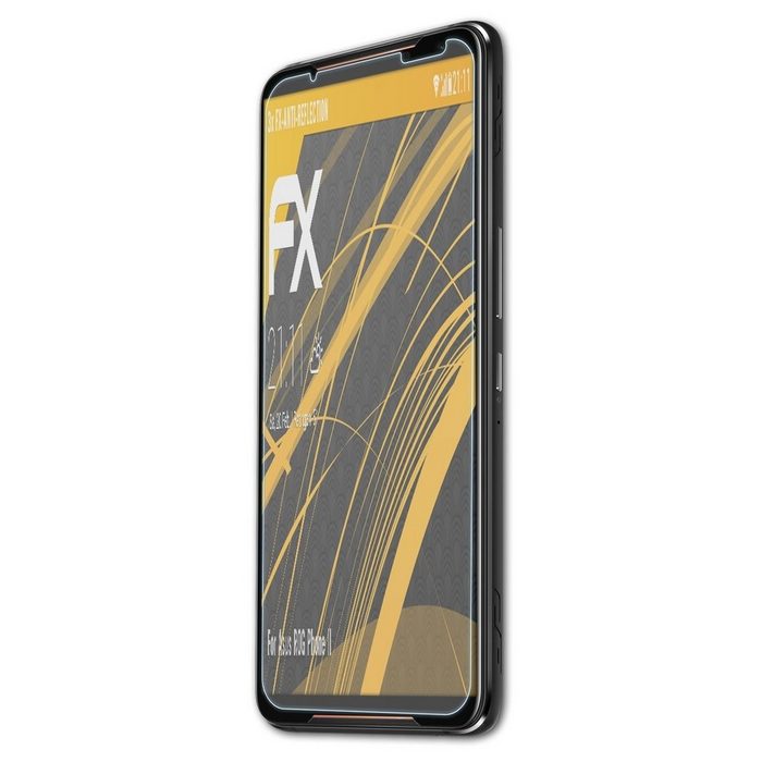 atFoliX Schutzfolie für Asus ROG Phone II (3 Folien) Entspiegelnd und stoßdämpfend