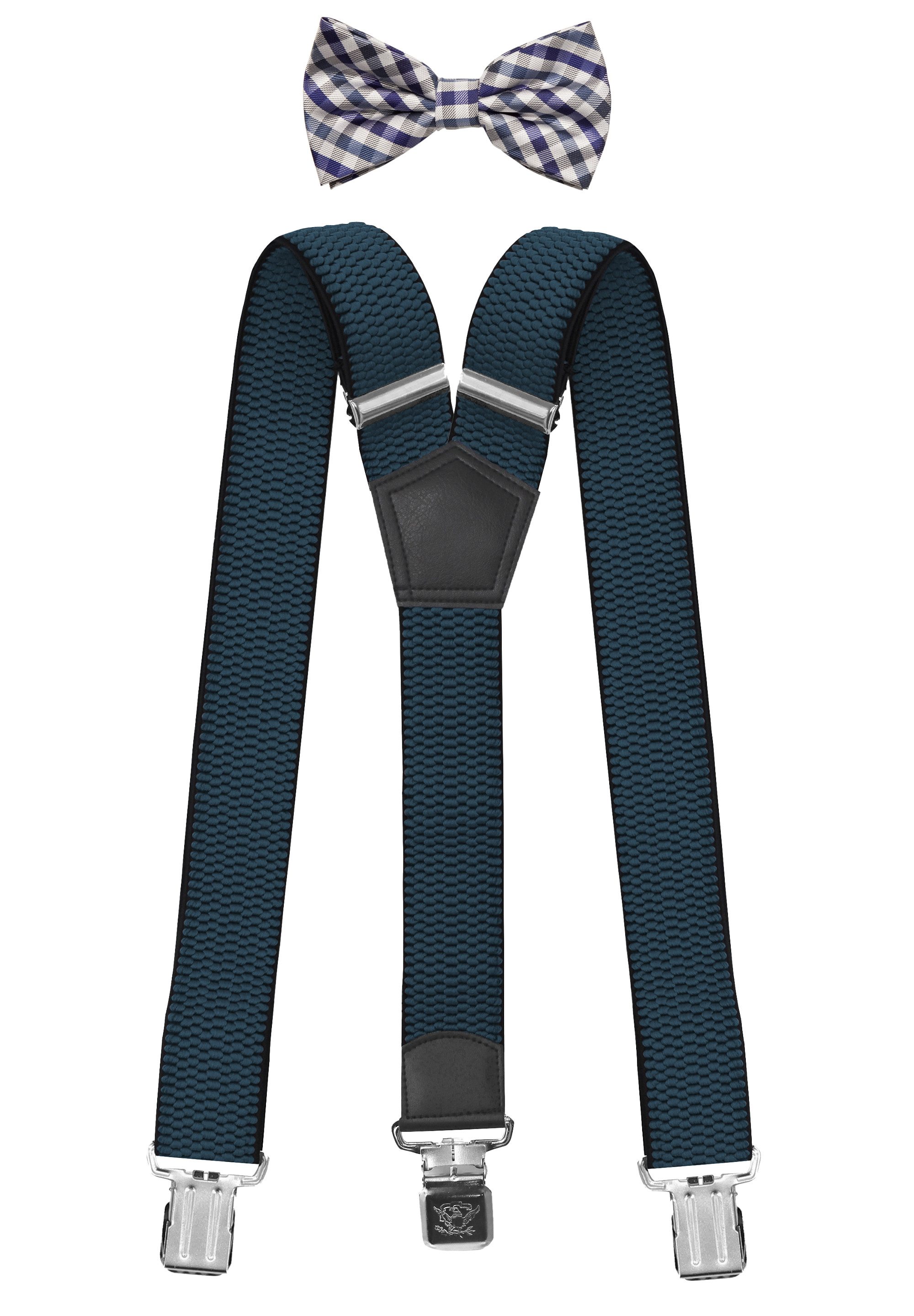Hosenträger mit passender Fliege als Set 4cm Y-Form für Herren