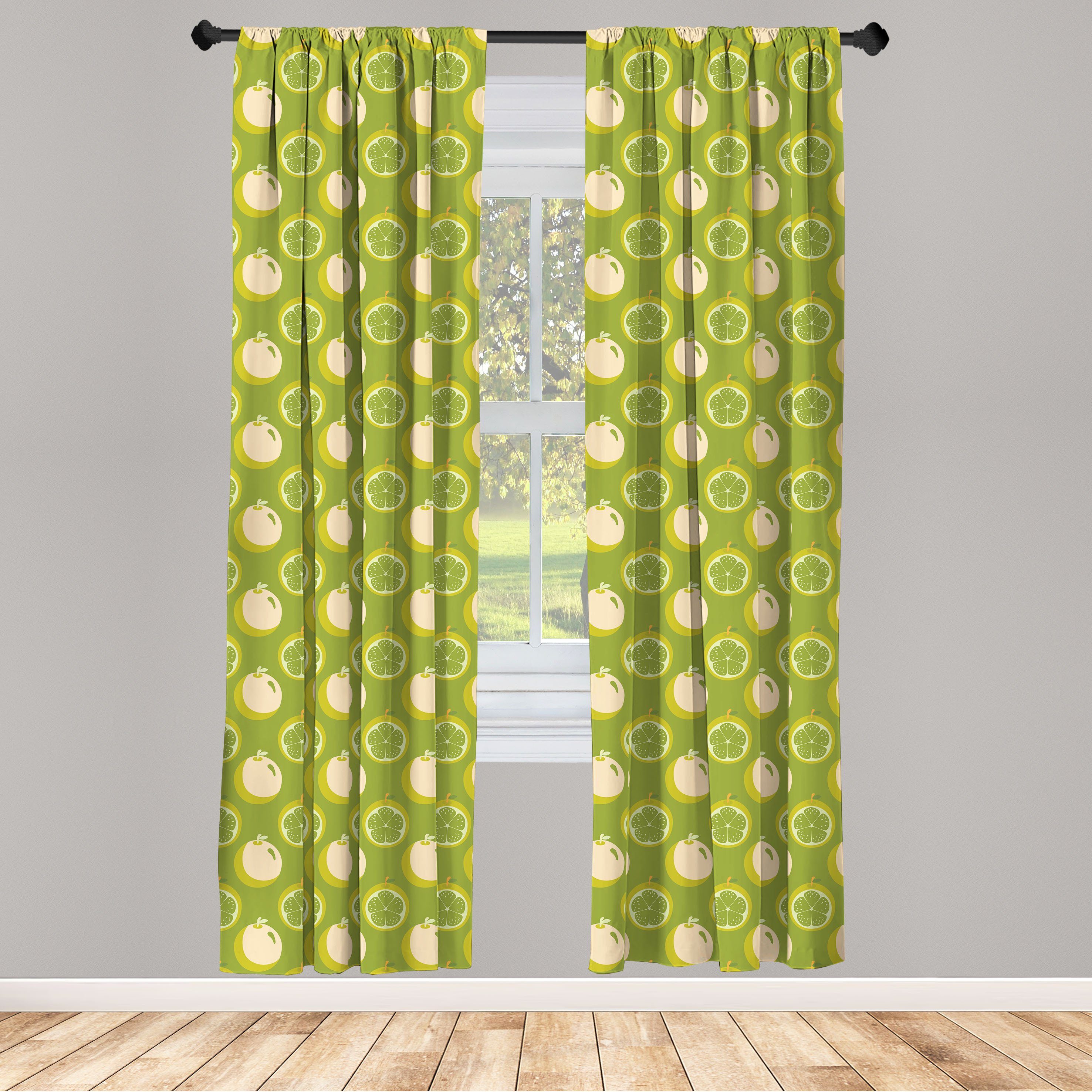 Gardine Vorhang für Wohnzimmer Schlafzimmer Dekor, Abakuhaus, Microfaser, Obst Geschnittene frische Frucht-Muster