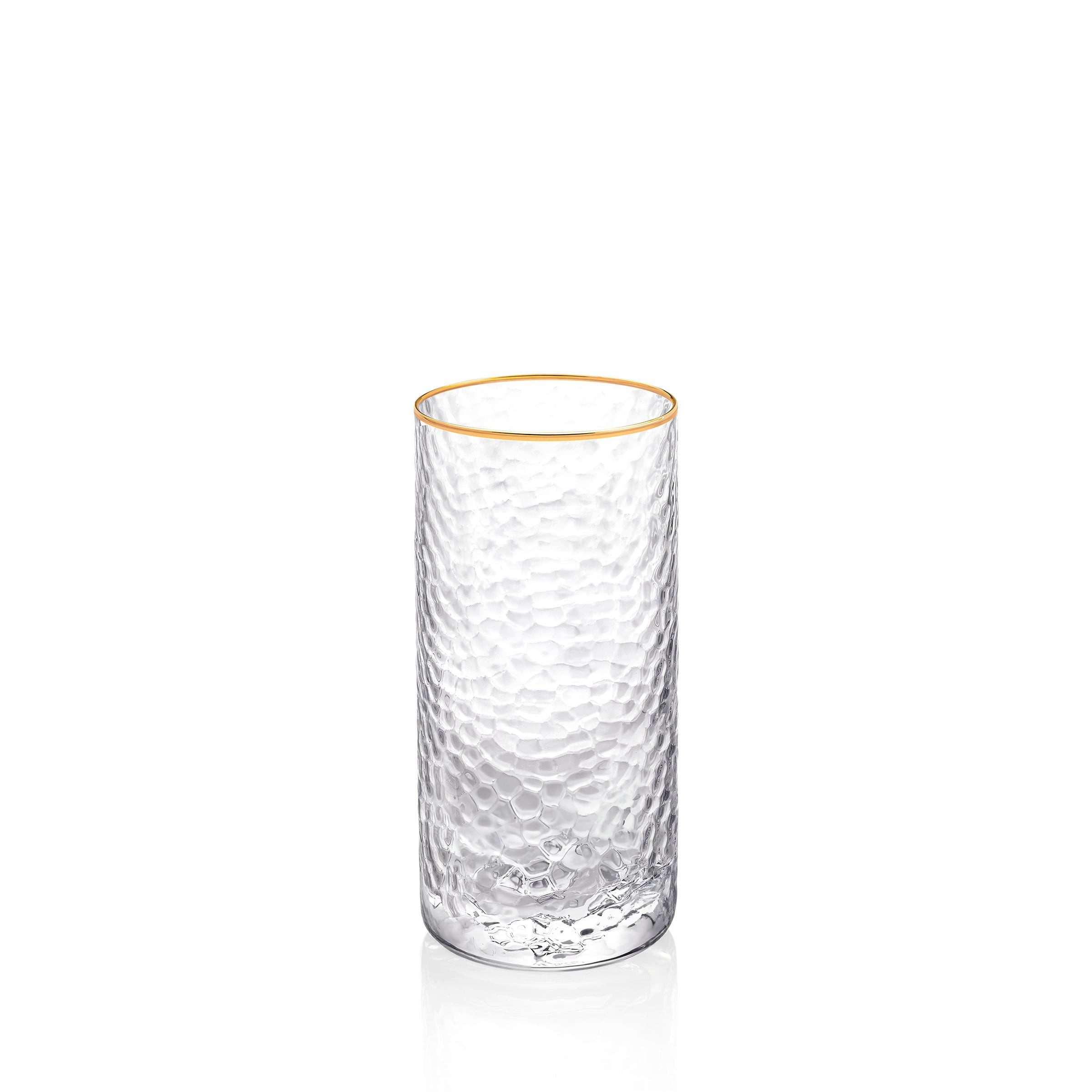 Wilmax England - Deutschland Gläser-Set Hammered, 6-tlg., Thermoglas, mit Goldrand, 290ml, 6er