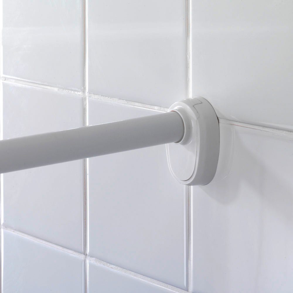 WENKO Bogenstange Rundduschstange Chrom, Fixmaß, Aluminium