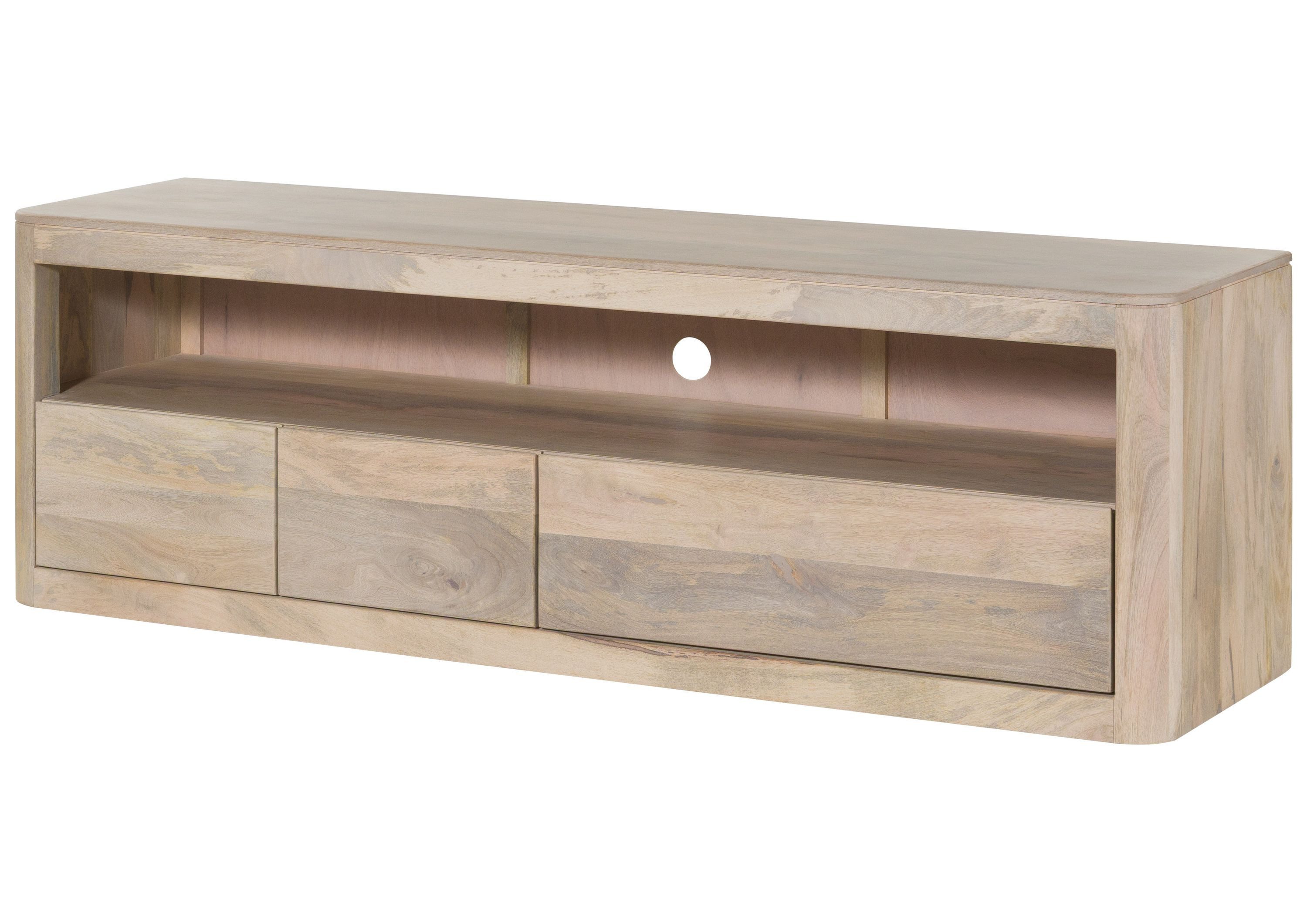Massivmoebel24 TV-Board TORONTO (Massivholz), Mango 190x50x60 weiß lackiert TORONTO #347