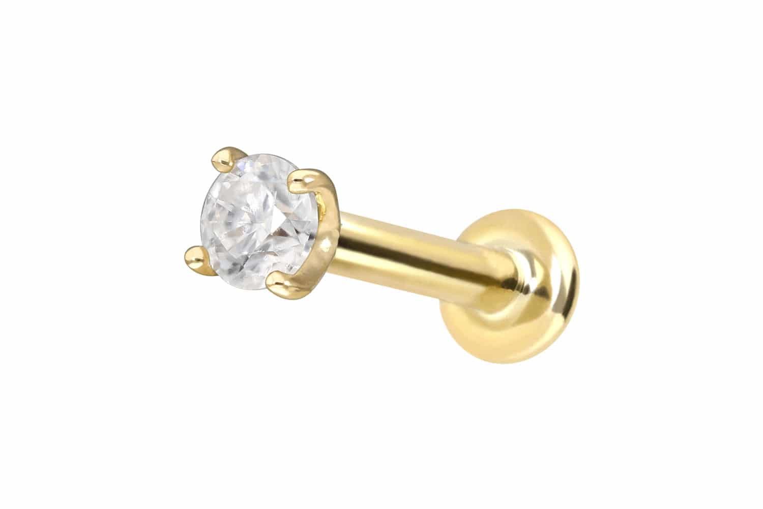 PIERCINGLINE Piercing-Set 14 Karat Gold Labret mit Innengewinde MOISSANIT (Labrets, 1-tlg)