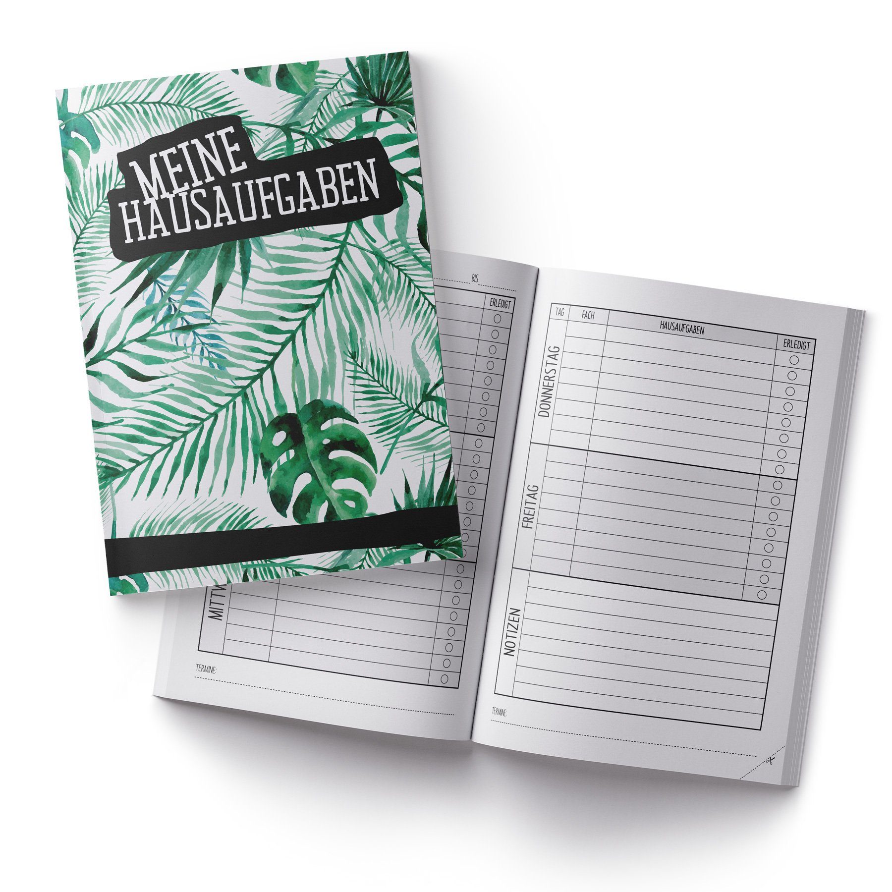 itenga Notizheft itenga Hausaufgabenheft Palmenblätter (Motiv 2) DIN A5, 96 Seiten