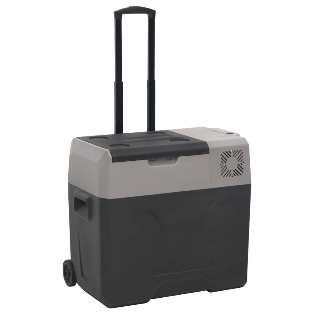vidaXL Kühlbox NA Kompressor Kühlbox mit Rollen und Griff Schwarz Grau 30 L Camping