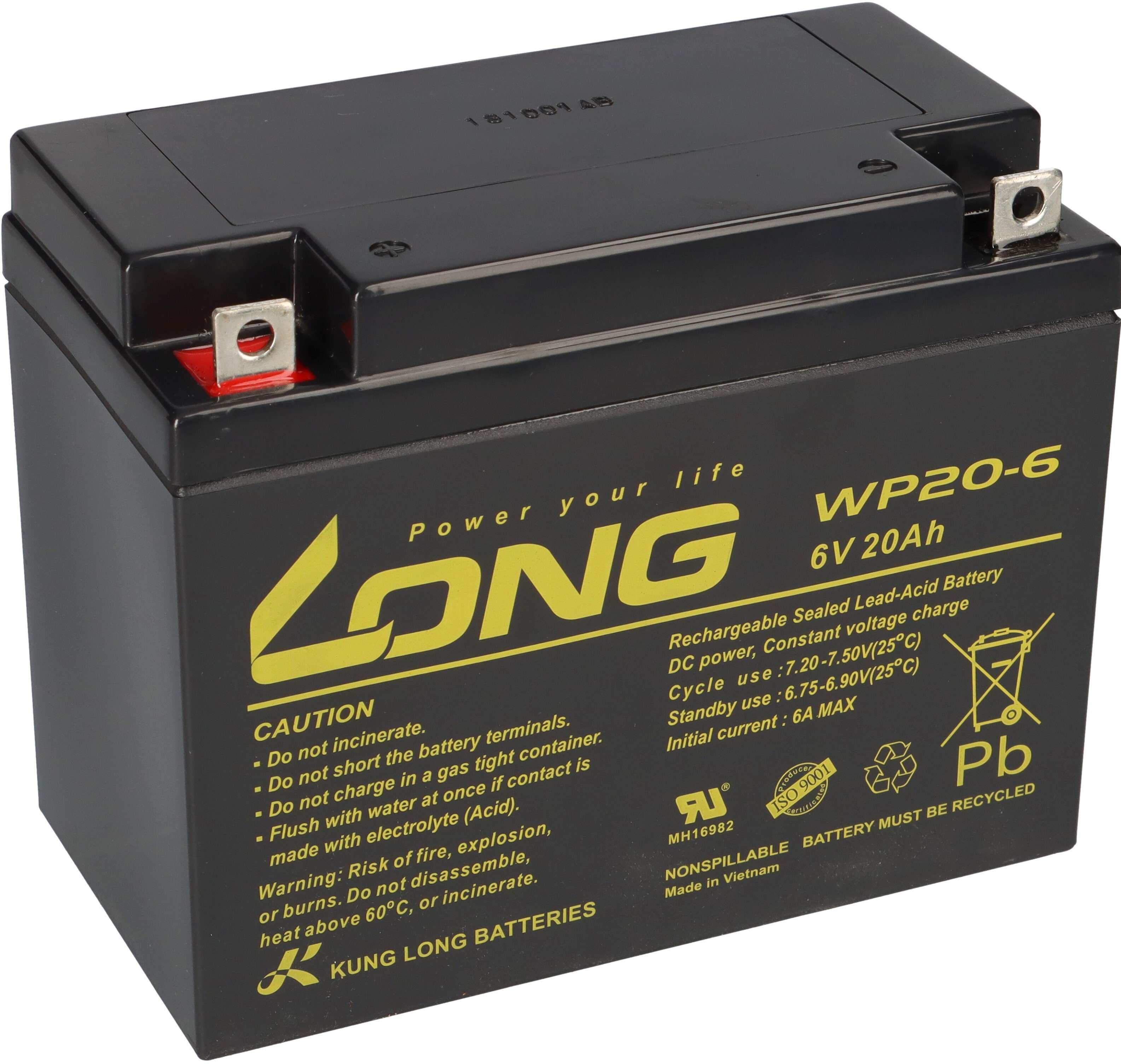 Kung Long Kung Long Akku WP20-6 6V 20Ah AGM Blei Vlies Bleiakkus