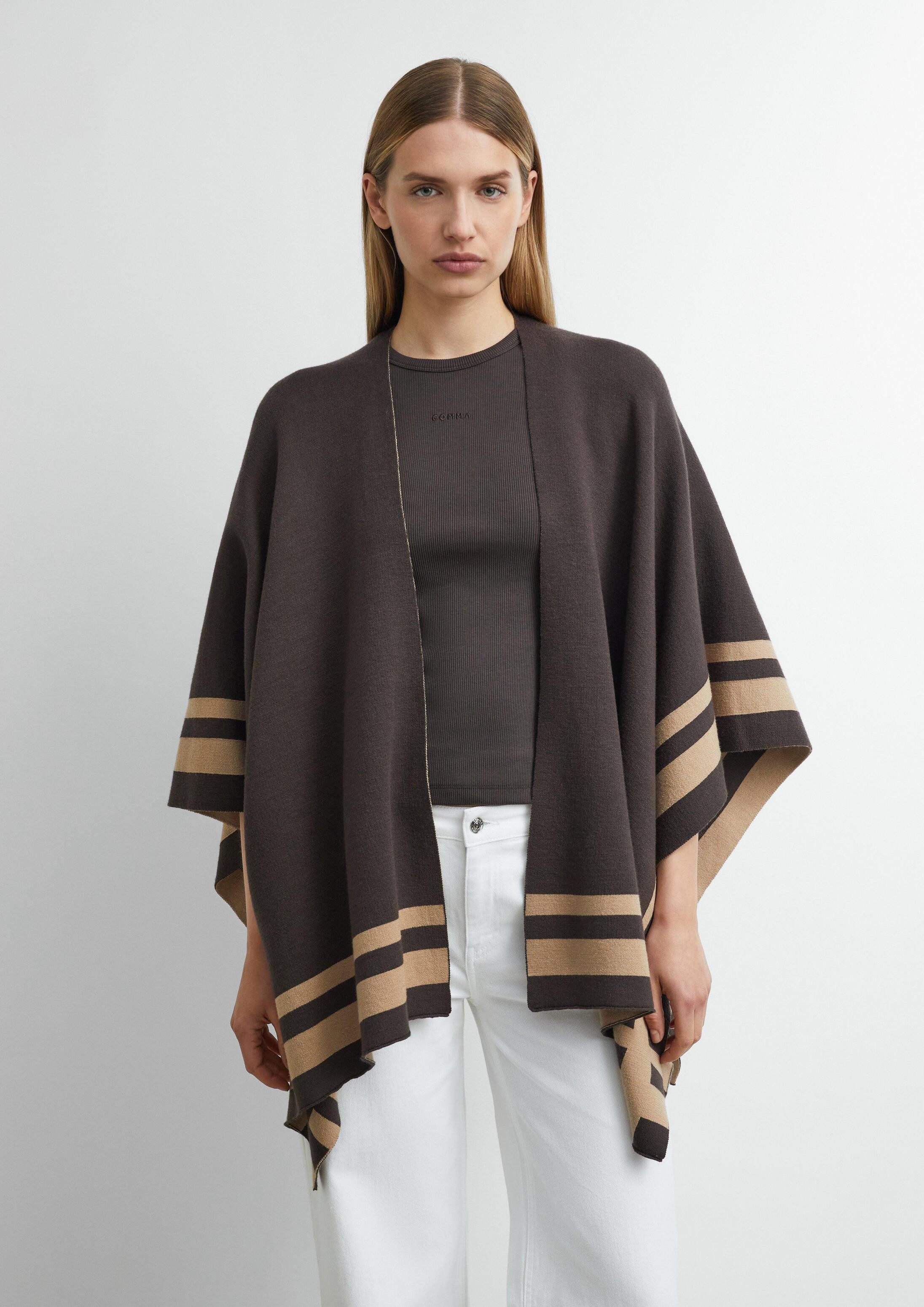 comma Poncho Indoor-Poncho Wende-Poncho aus Strick