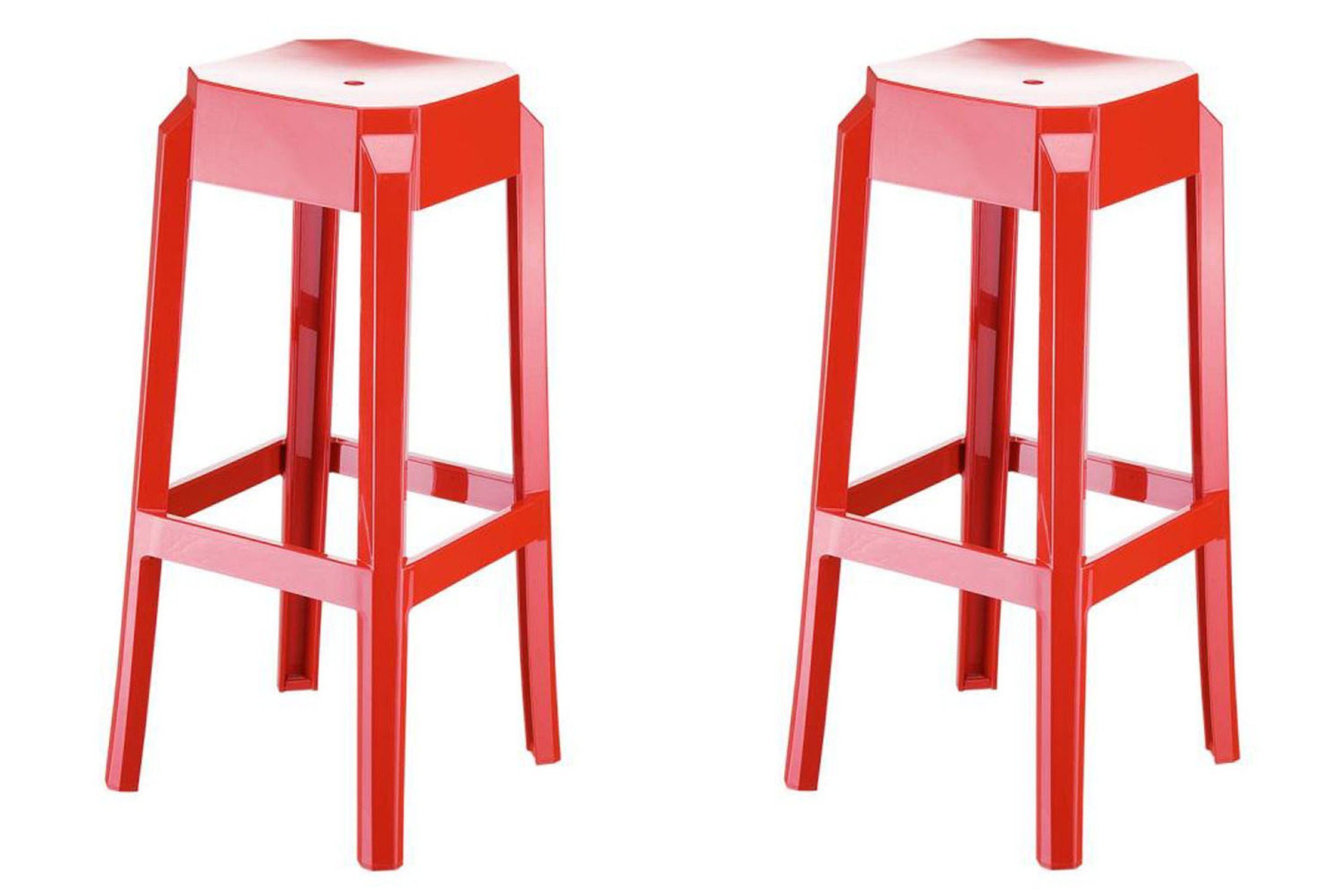 TPFLiving Barhocker Faxi (Set, 2 St., Garten Barstuhl Kunststoff), Hocker für Theke & Küche - stapelbar - Kunststoff Rot